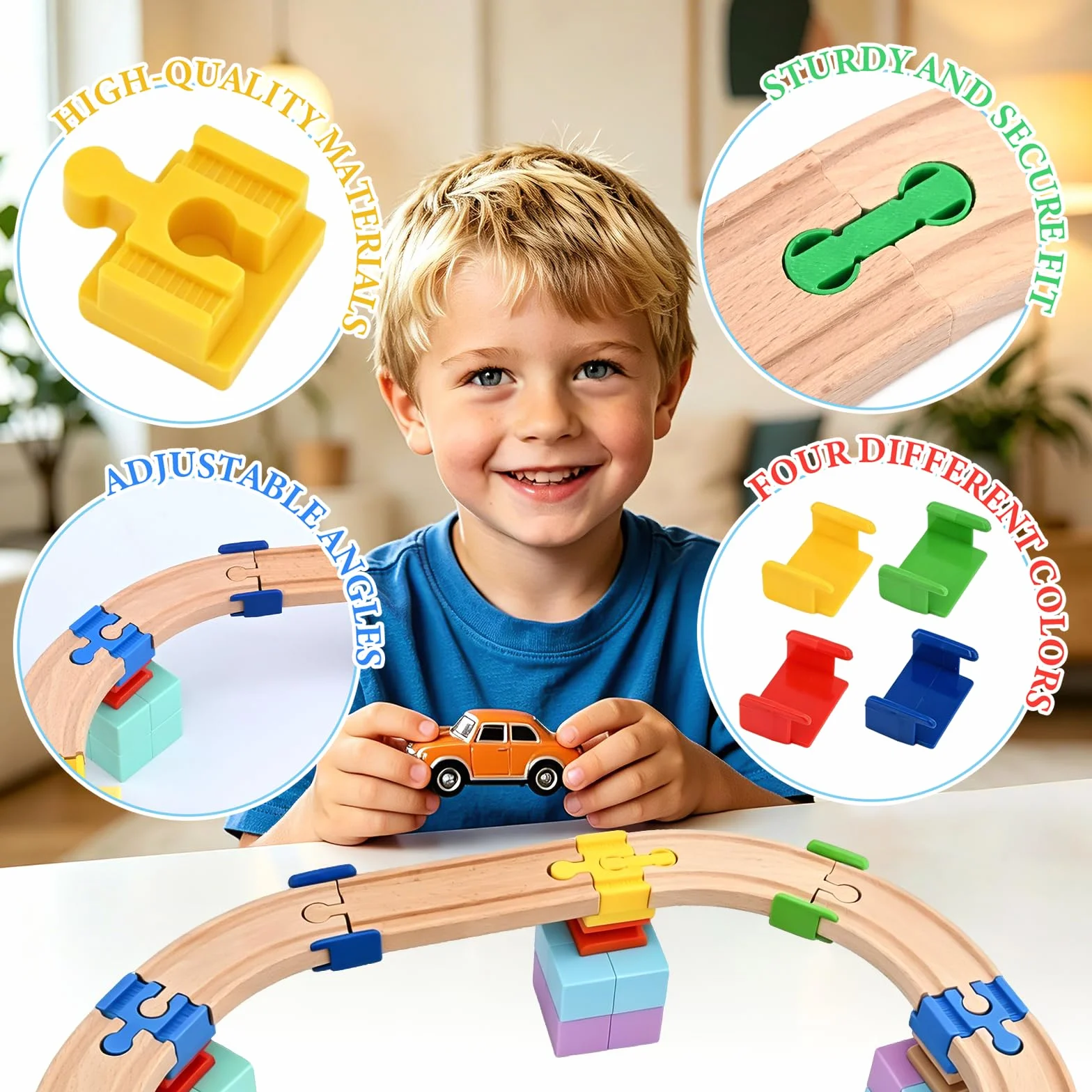 Drewniany adapter kolejowy, 40 sztuk plastikowych łączników szyn, akcesoria do drewnianych torów kolejowych, plastikowe złącza kolejowe, złącza do zabawek dla dzieci i dziewcząt na prezent