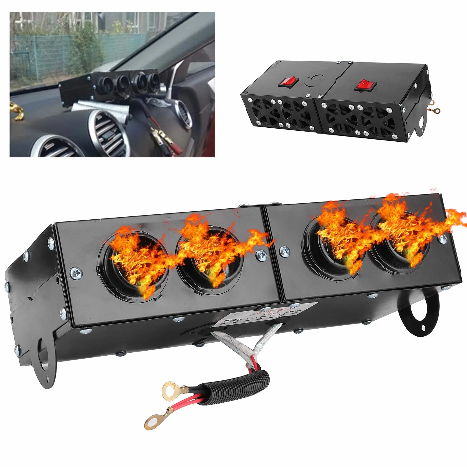 Automatyczna nagrzewnica, odmgławiacz Auto 4-otworowa nagrzewnica z termowentylatorem 12 V Odszraniacz Odmrażacz 150 W / 300 W regulowany