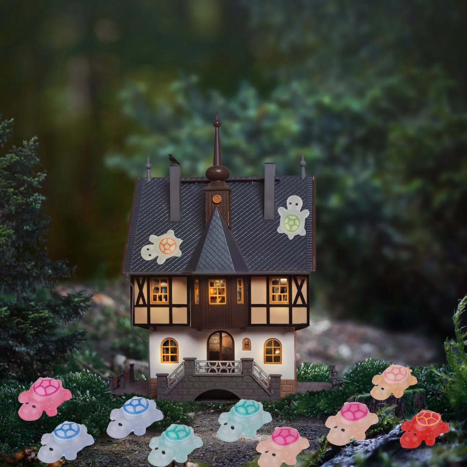 100szt Świecących Mini Żywicznych Żółwi, Świecące w Ciemności Małe Żywiczne Żółwie Małe Zwierzęta Ukrycia Miniaturowe Rzeczy Miniaturowe Domki Dla Lalek do Ogrodu Mikro Krajobraz Dekoracja