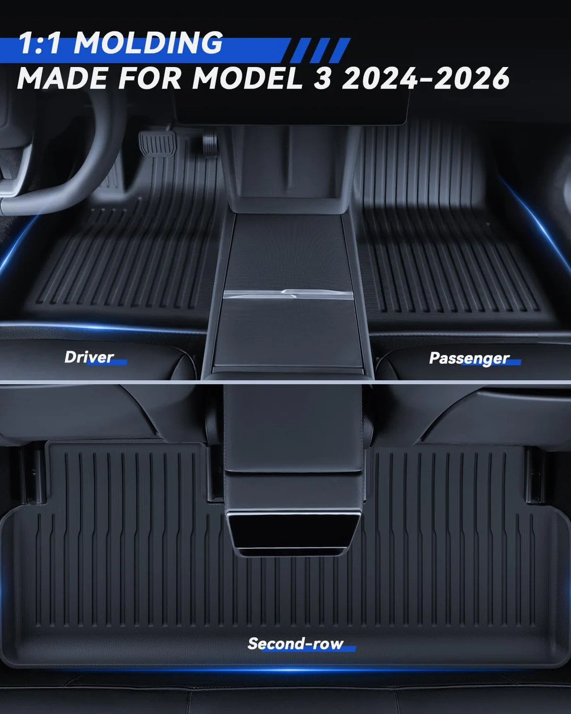 Dywaniki Podłogowe TPE do Tesla Model 3 2024-2025 Całoroczne 3D Antypoślizgowe Wodoodporne Mata Bagażnika