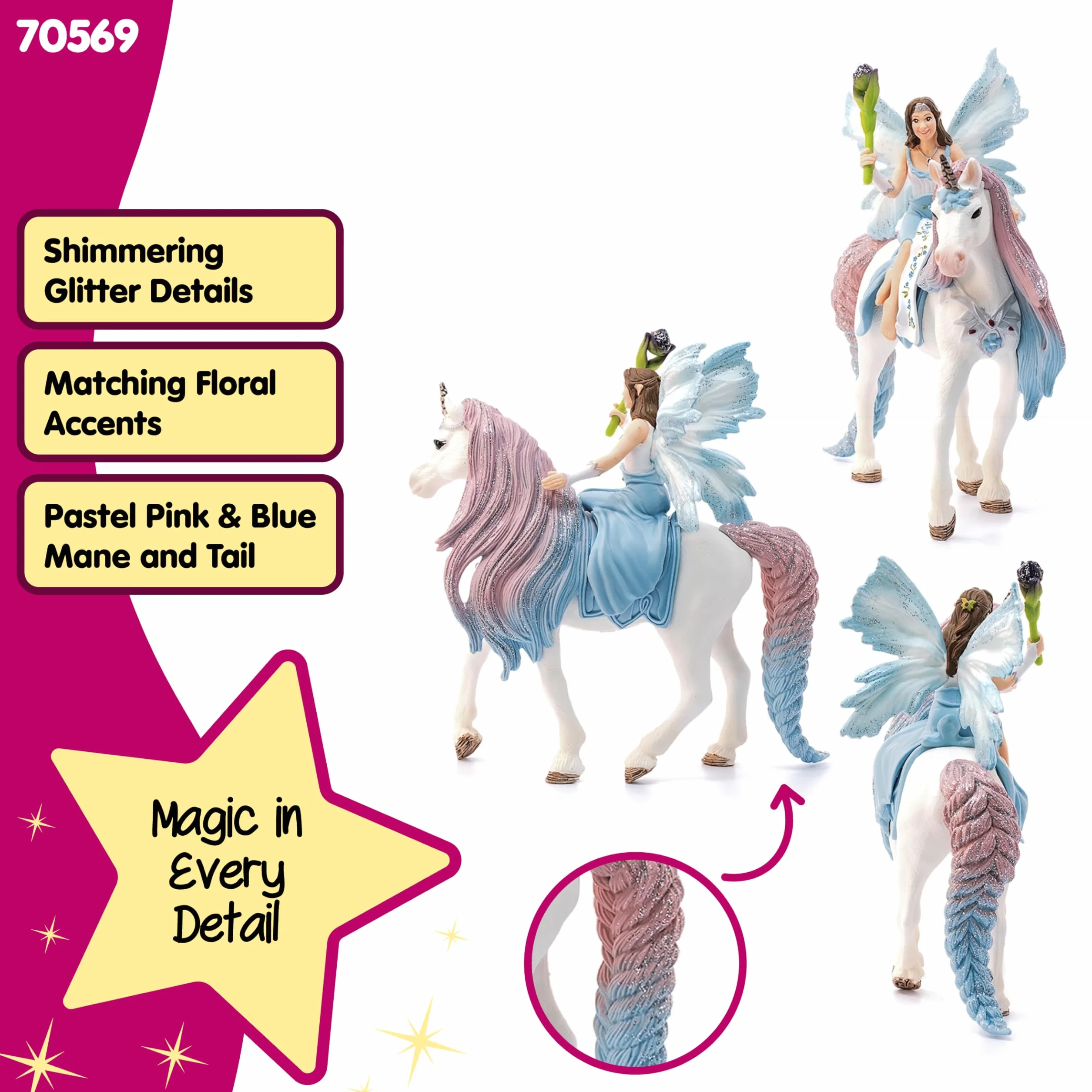 Schleich Slh70569 Wróżka Eyela Z Jednorożcem Księżniczką,Wielokolorowy