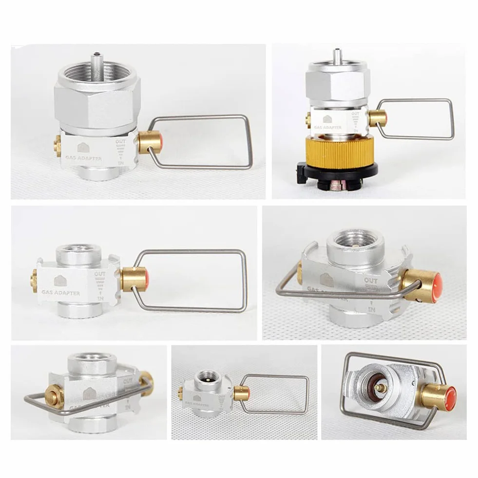 Konwerter Gazu Camping Gas Adapter Valve Flat Tank Conversion Adapter Złoty