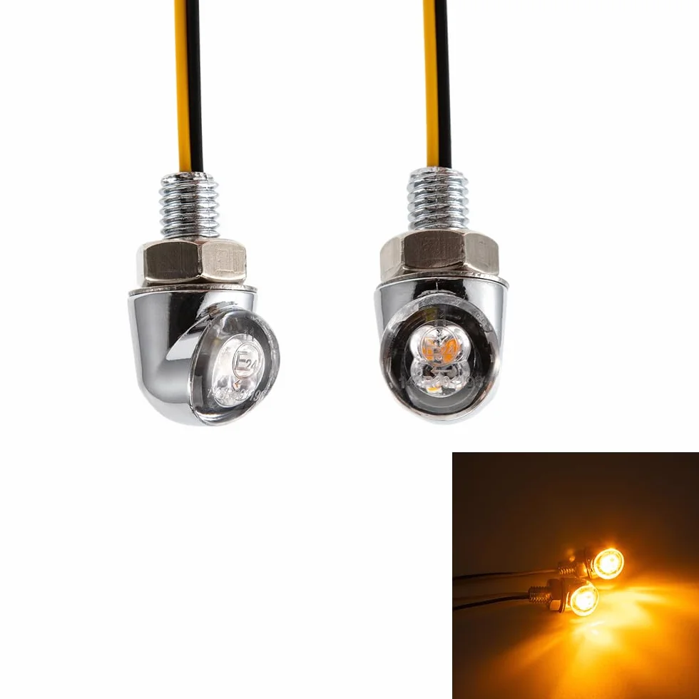 Mini LED Motocykl Kierunkowskazy Światła Boczne Marker 12V 8mm Śruba Srebrny
