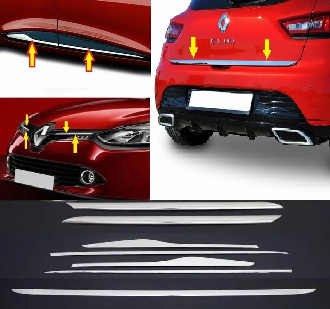 Homry Chromowane paski ze stali nierdzewnej kompatybilne z Renault Clio IV 2012-2018 7 szt.