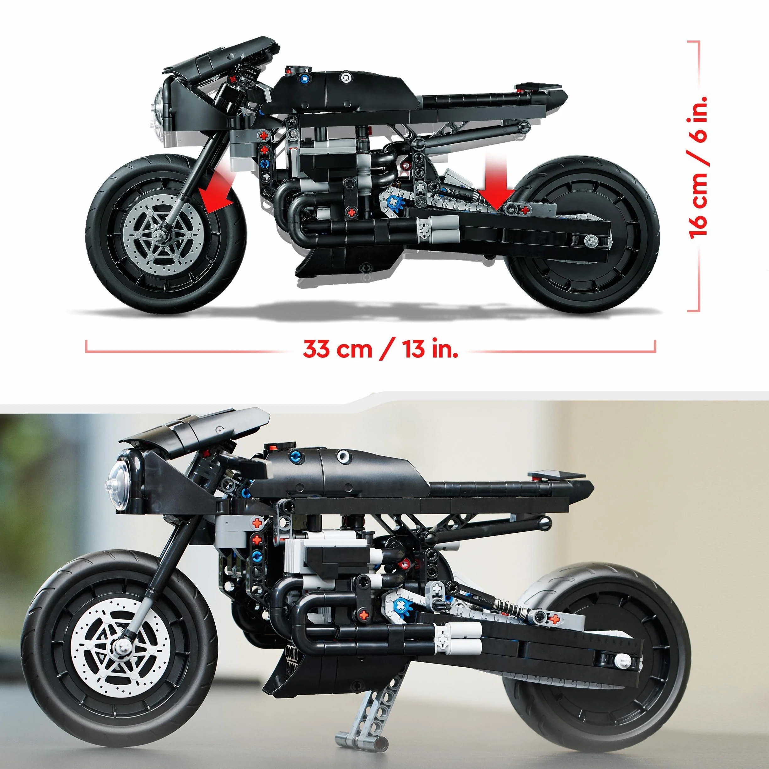 LEGO 42155 Technic BATMAN — BATMOTOR, Motocykl Zabawka dla Dzieci, Model do Zbudowania Motoru Batmana z Klocków, Kultowy Pojazd Superbohatera z filmu 2022