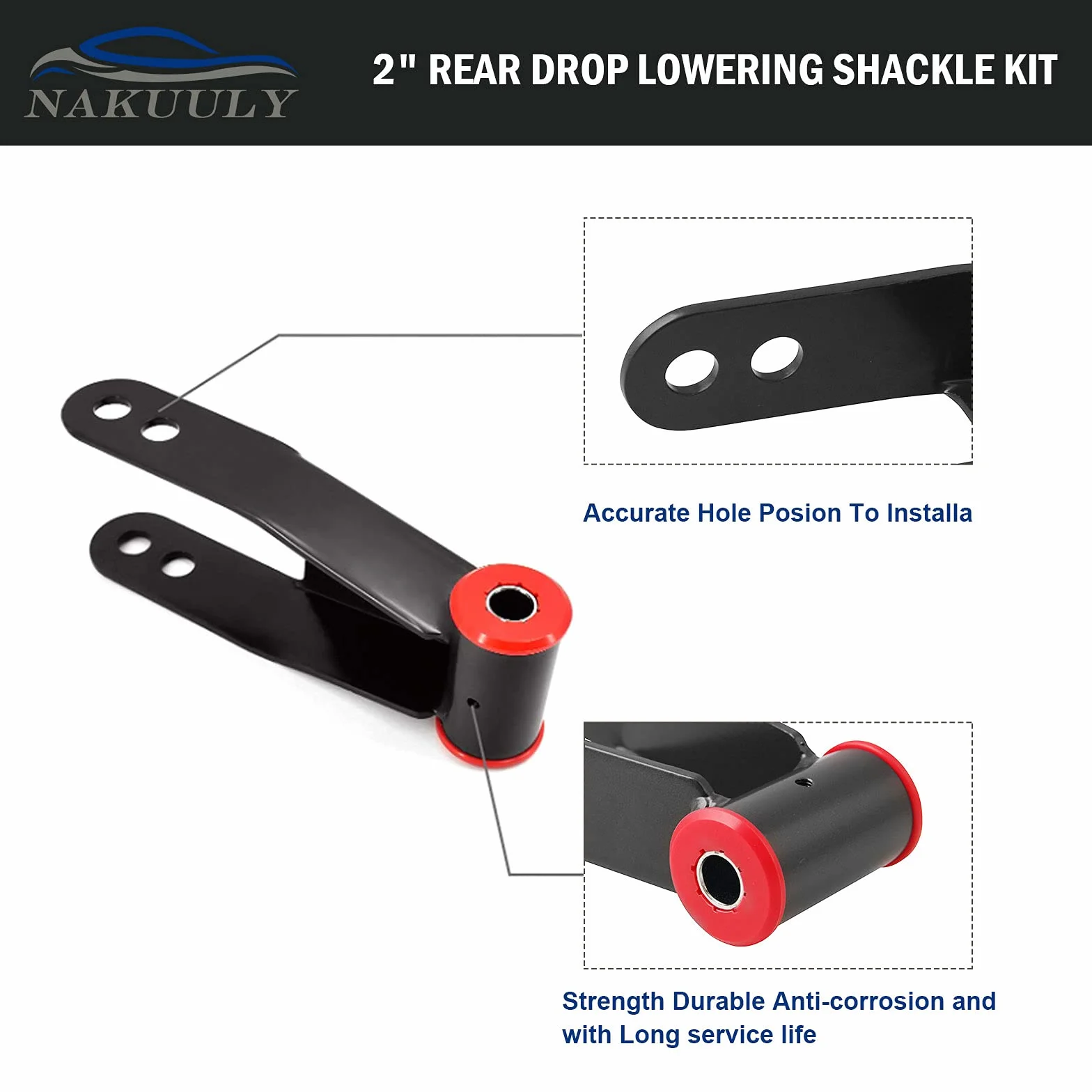 Zestaw zawieszenia tylnego opuszczania 2-calowy szekla do Chevy GMC C1500 C2500 1988-2019 Silverado Sierra 1500