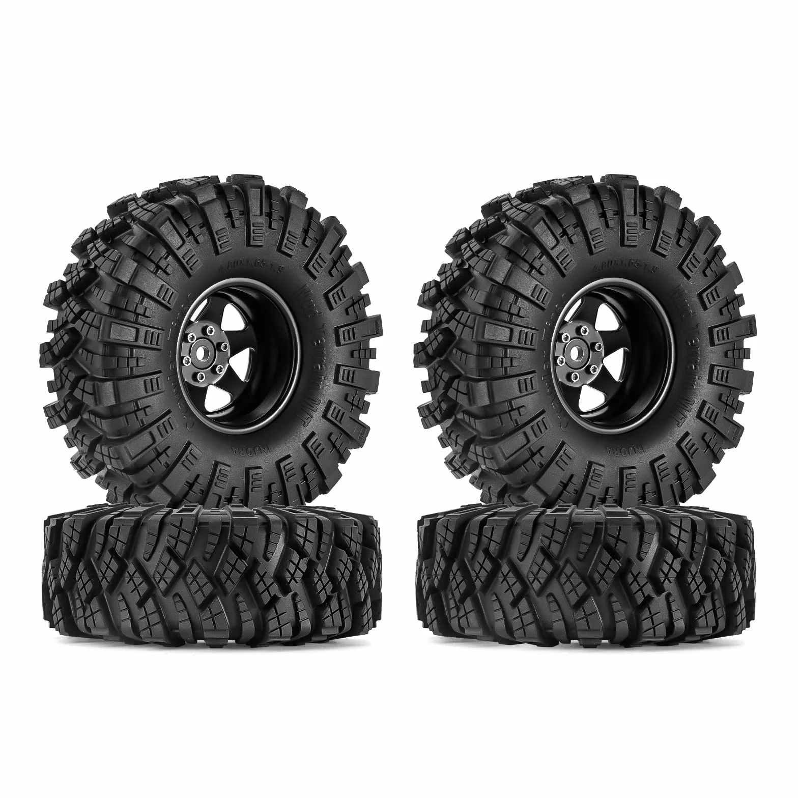 INJORA Zestaw opon błotnych 1.9 offset -8,9 mm obręcz koła Beadlock do 1/10 RC Crawler Car Axial SCX10 90046 UTB18 TRX4, czarny