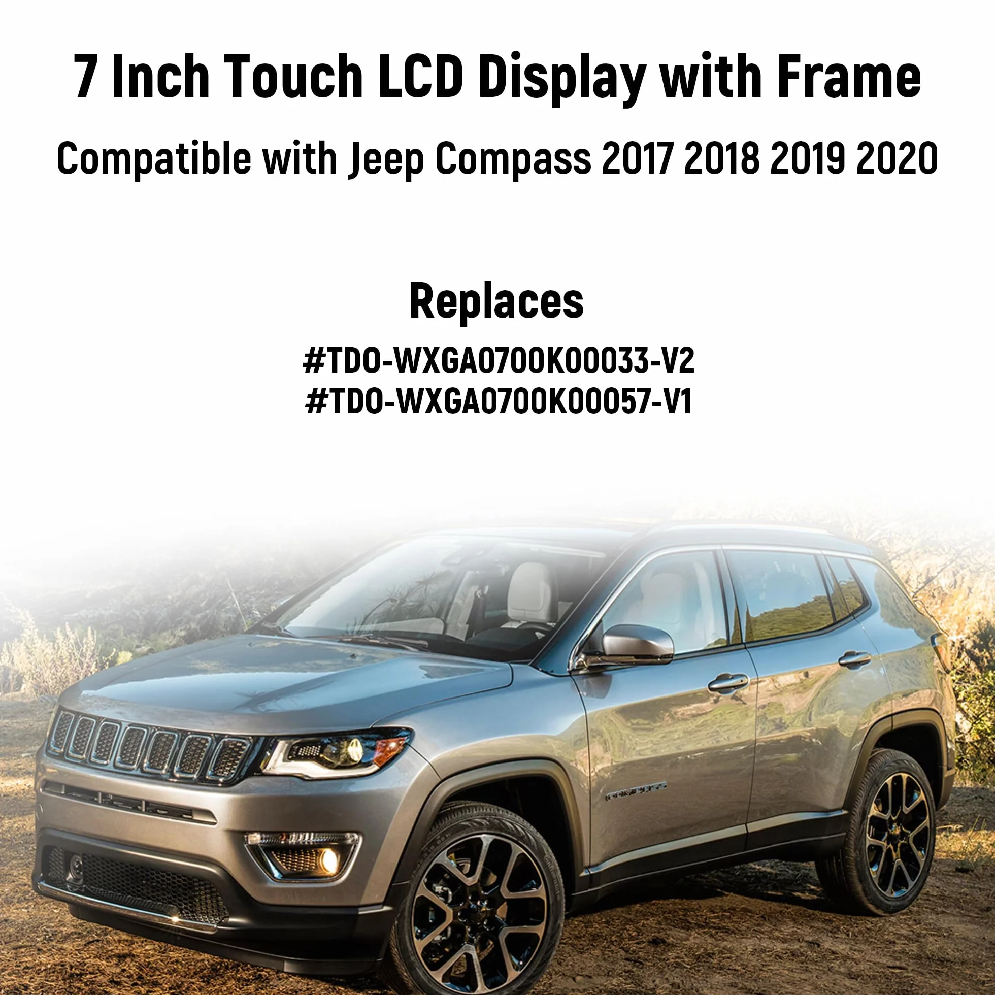 7-calowy ekran dotykowy Uconnect LCD z uchwytem do Jeep Compass 2017-2020, radio nawigacja monitor dotykowy monitor Digitizer wymiana TDO-WXGA0700K00033-V2 TDO-WXGA0700K00057