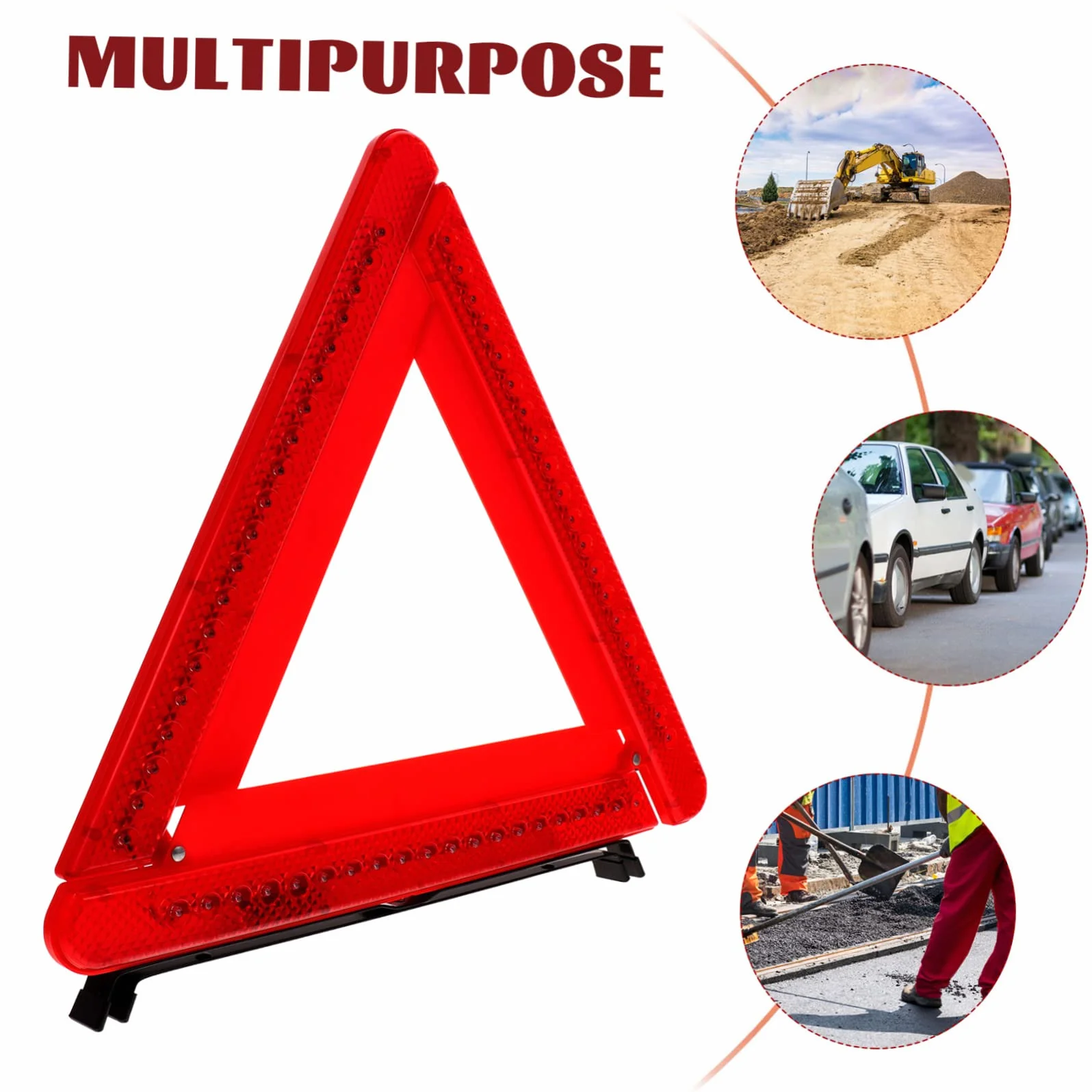 Triangular Emergency Warning Triangle Light with Reflective Material Foldable Roadside Lighting Device