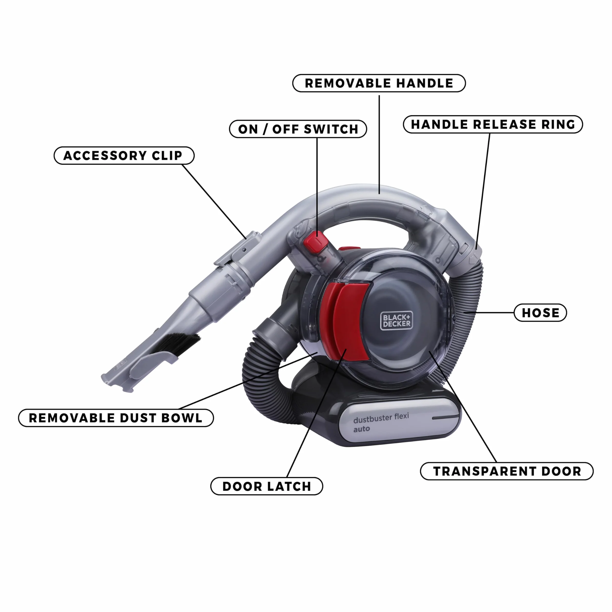 Black & Decker, Odkurzacz samochodowy 12V Flexi + akcesoria i torba, PD1200AV-XJ