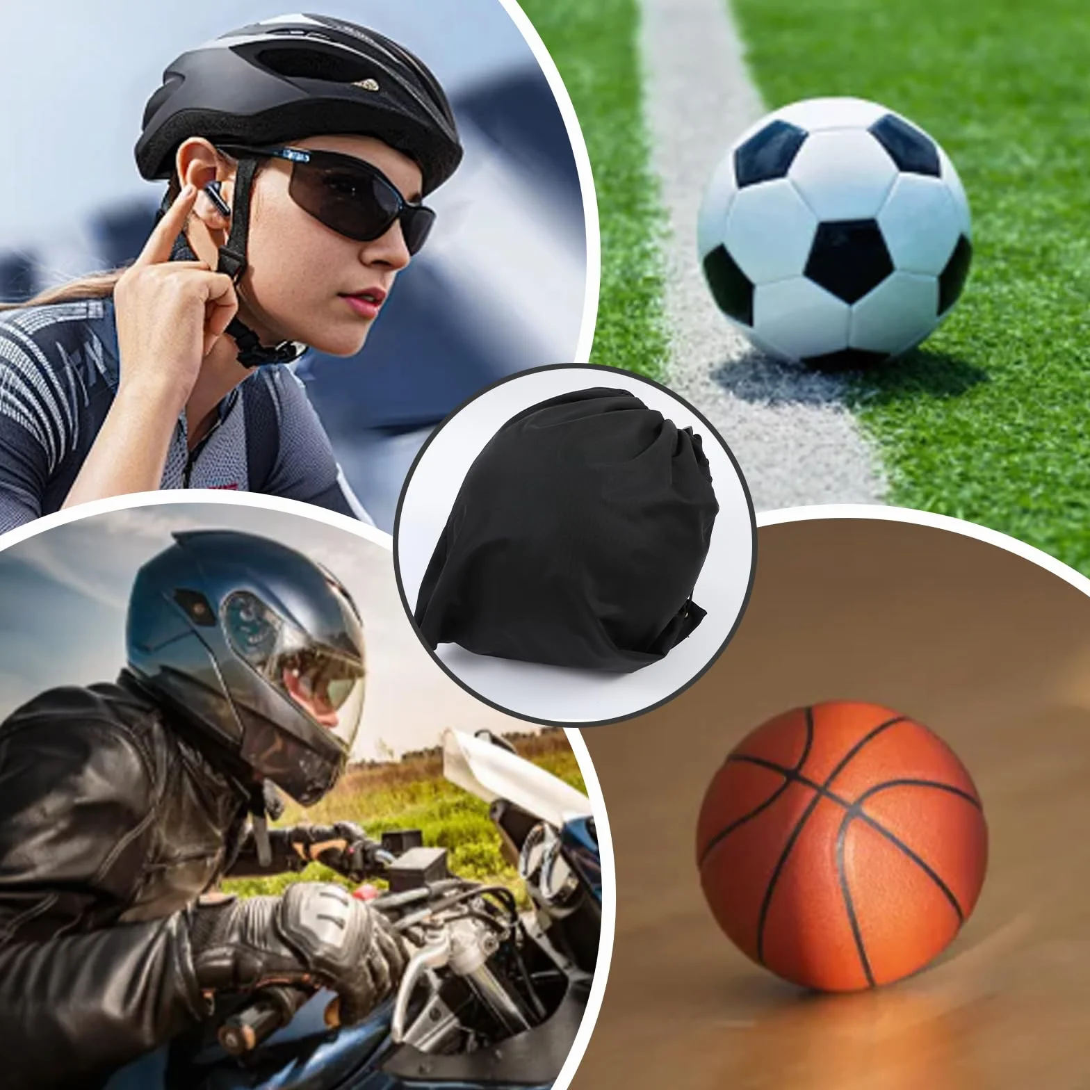 Torba na kask, torba na kask motocyklowy, z ochroną sznurka, torba do przechowywania, duża pojemność, lekka, zamek na sznurek, do spawania motocykla, hokeja, piłki nożnej, kasków rowerowych (czarna)