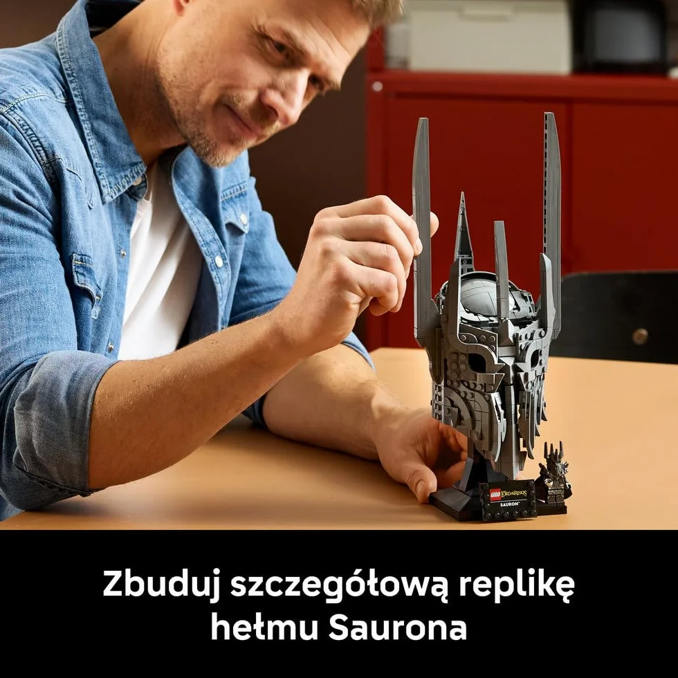 LEGO Icons Władca pierścieni: Hełm Saurona, zestaw konstrukcyjny dla dorosłych, ozdoba do domu i biura, pomysł na prezent fantasy dla mężczyzny i kobiety 11373