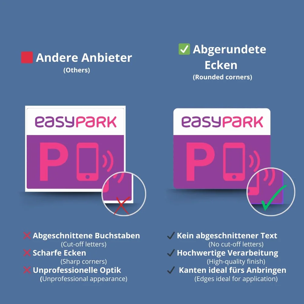 EASYPARK Easy Park naklejka na szybę – kompaktowa naklejka na samochód (5 x 4 cm) na przednią szybę | parkowanie aplikacji, winieta samochodowa | Made in Germany (1)