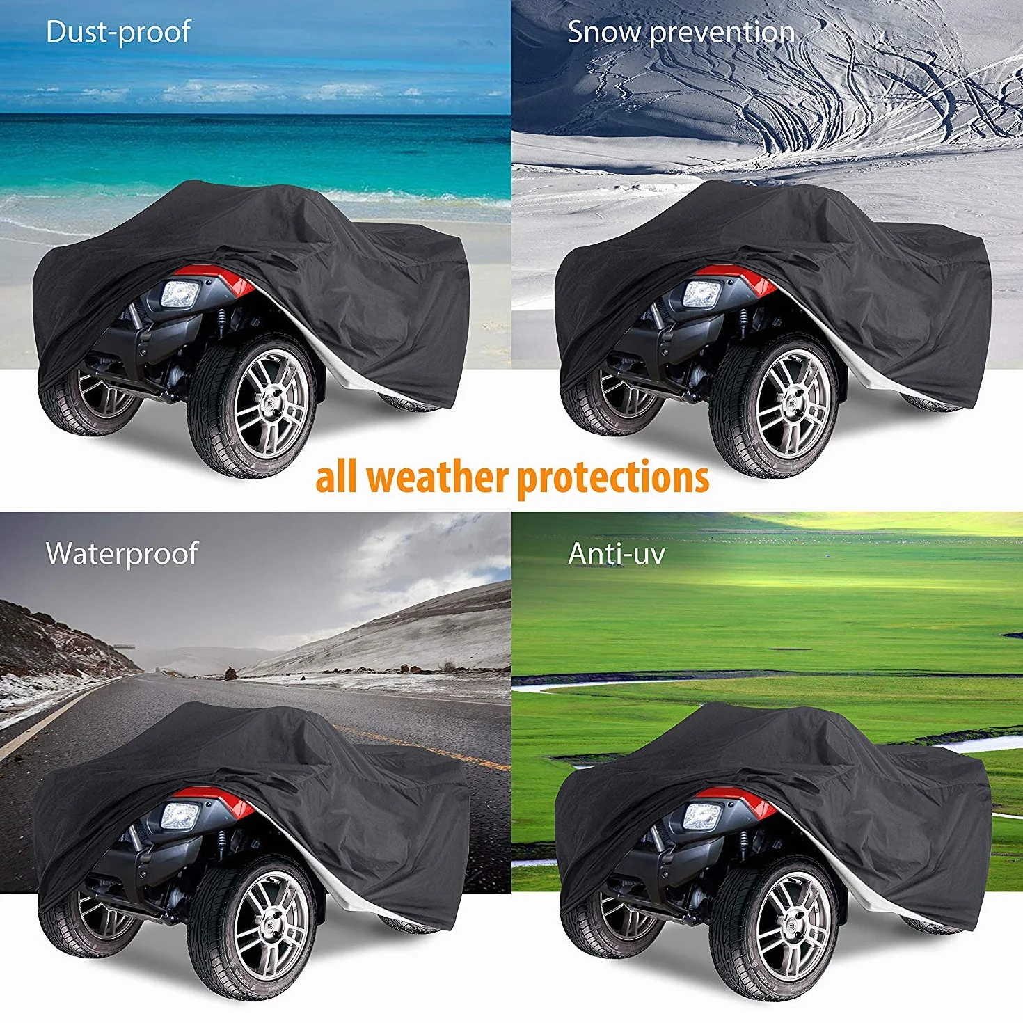 Pokrowiec na quada wodoodporny Delixike 223x106x99 cm Honda Polaris Yamaha Suzuki