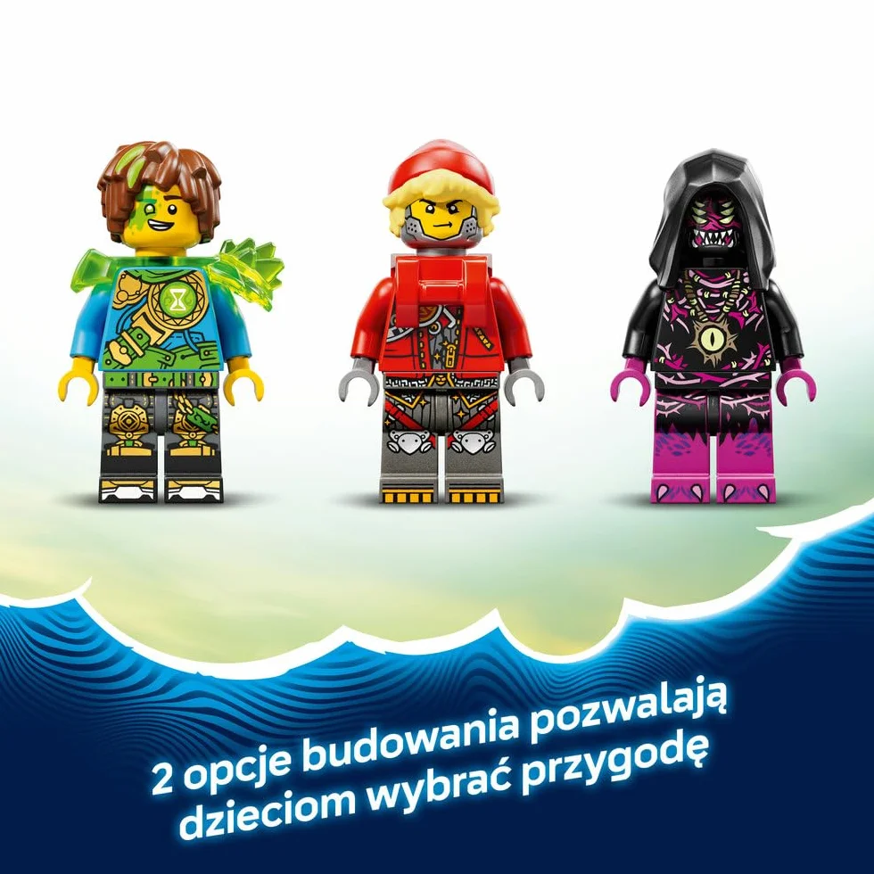 LEGO DREAMZzz Koszmarna skorpionowa koparka, zabawka dla dzieci z 3 minifigurkami, dwie opcje budowania, prezent na urodziny dla chłopców i dziewczynek w wieku od 7 lat, dekoracja fantasy 71513