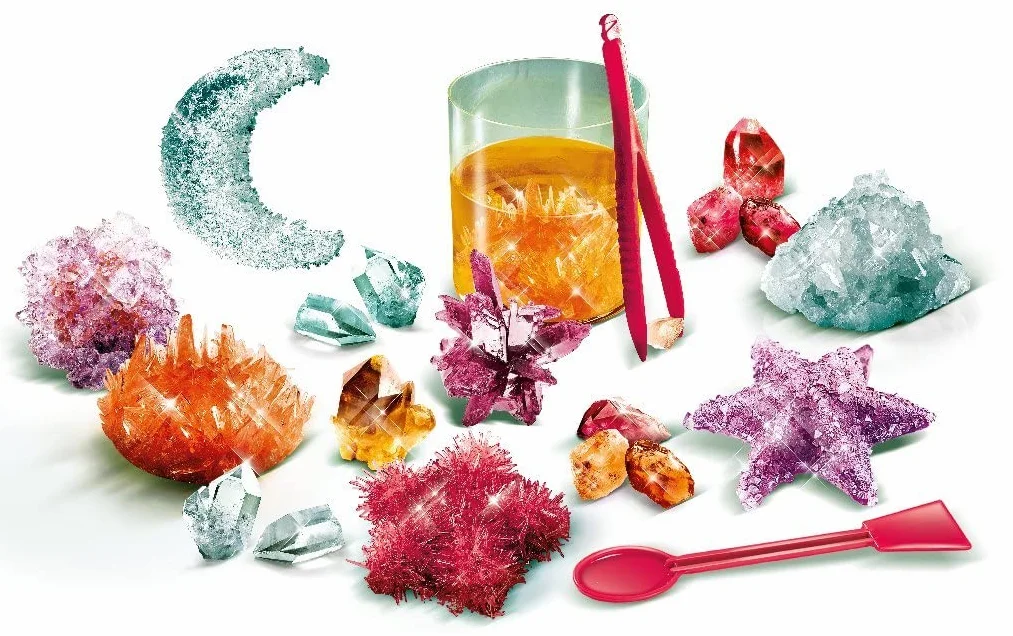 Clementoni Galileo Lab – samodzielna hodowla kryształów, pudełko eksperymentalne dla małych naukowców, zabawka dla dzieci od 8 lat, kolorowe eksperymenty do pokoju dziecięcego Clementoni 59116