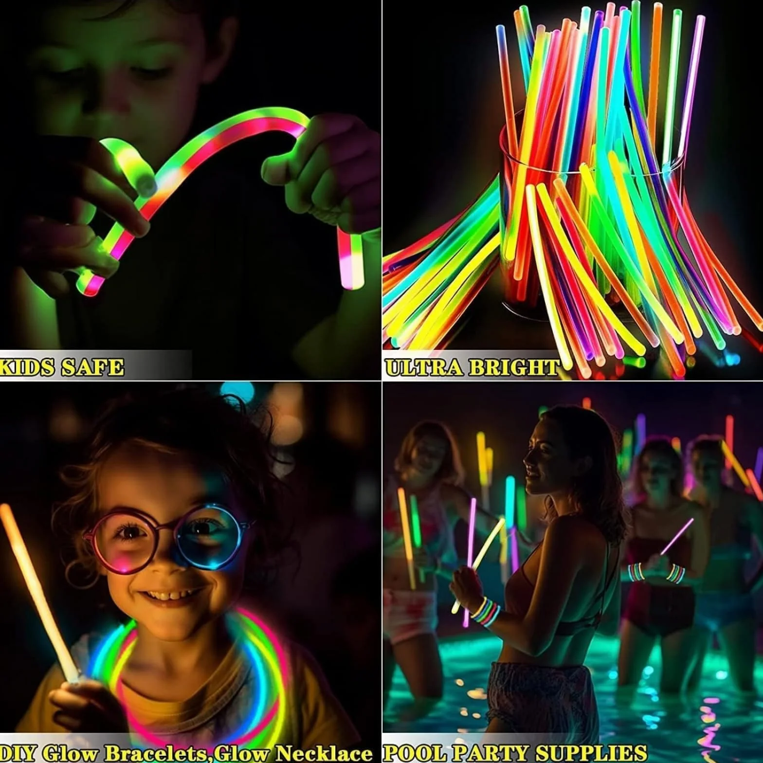 100 świetlówek dla dzieci, świecąca pałeczka, świecąca świetlówka ze złączami, pastelowe akcesoria fluorescencyjne na urodziny, święta