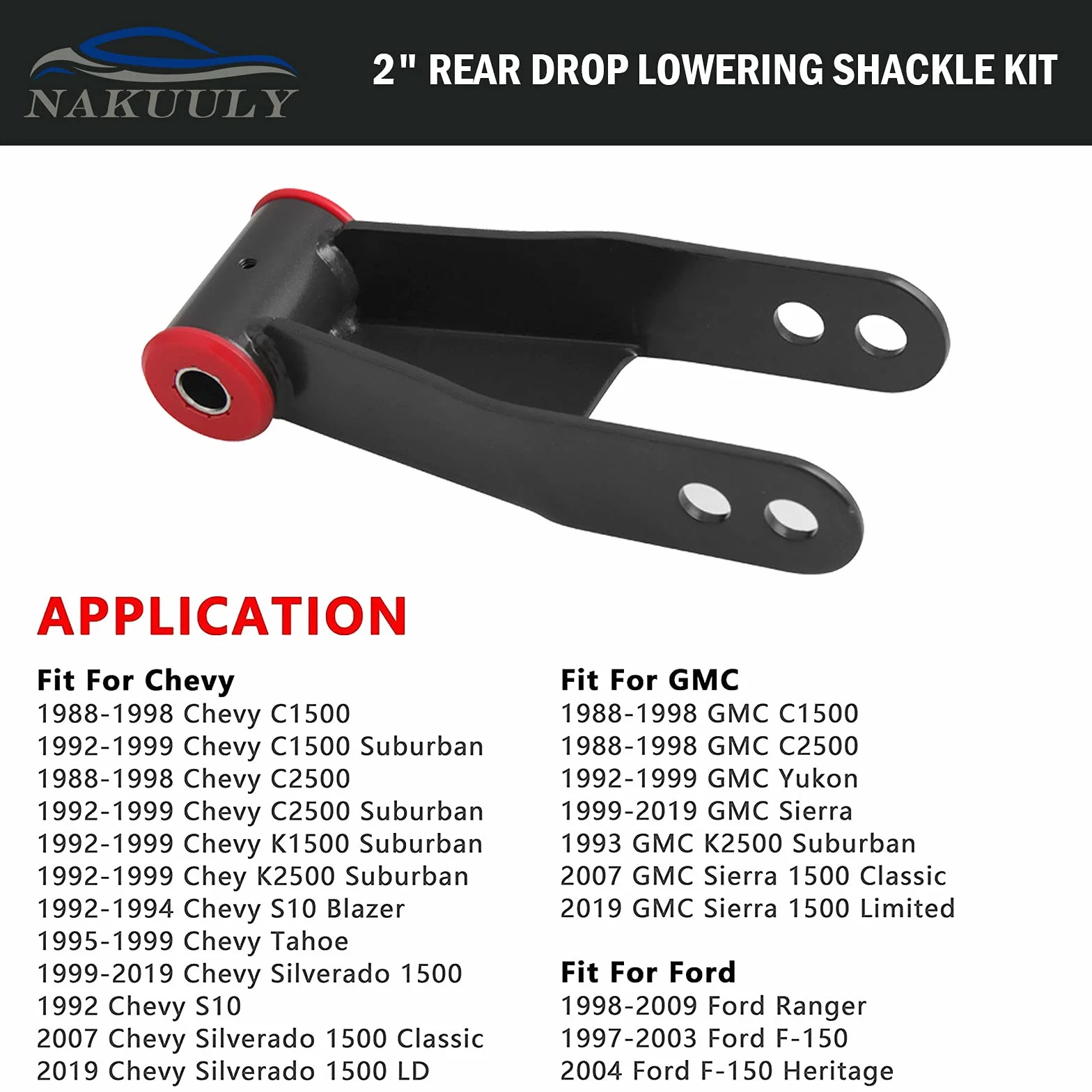 Zestaw zawieszenia tylnego opuszczania 2-calowy szekla do Chevy GMC C1500 C2500 1988-2019 Silverado Sierra 1500