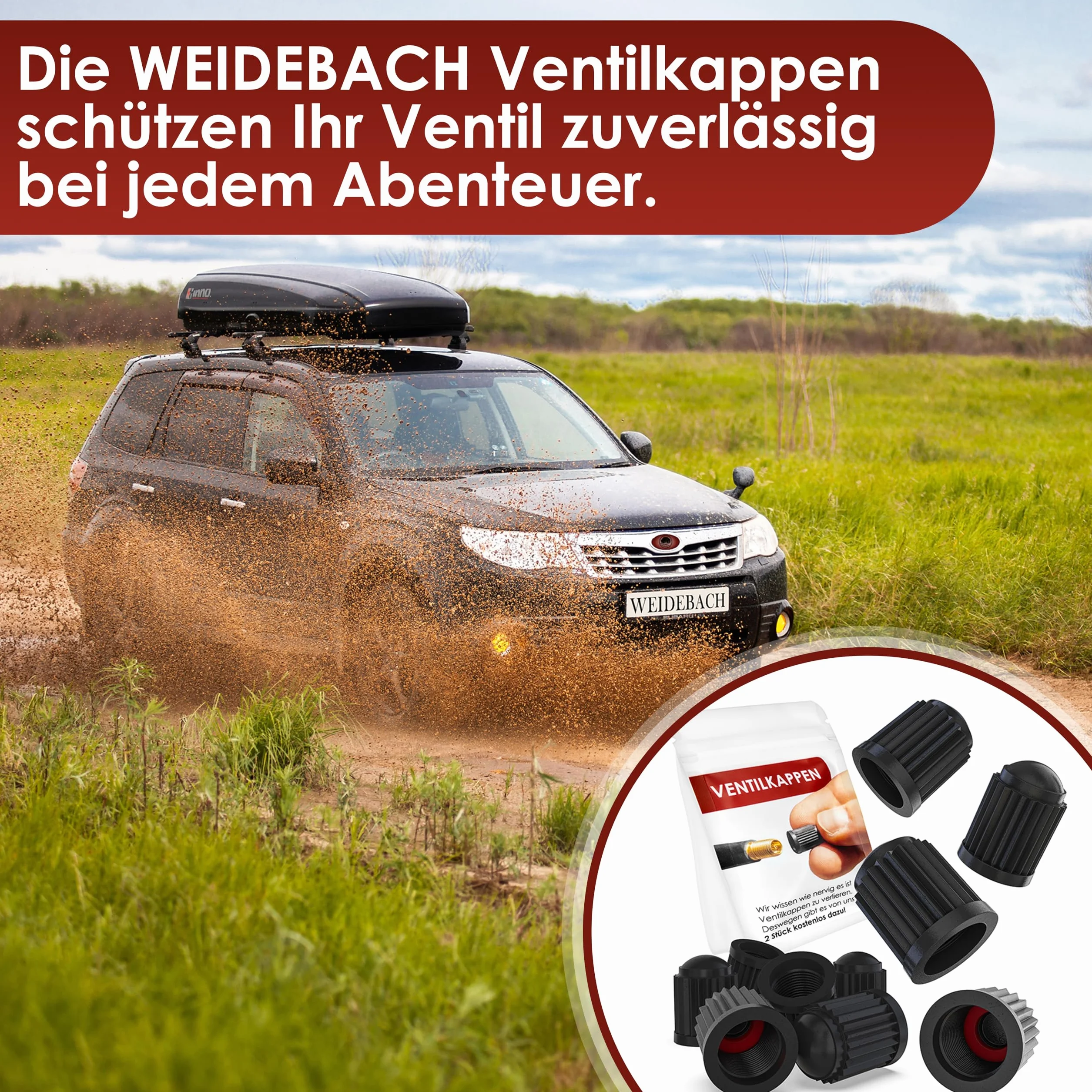 WEIDEBACH® 25 regulowanych nakrętek na wentyle samochodowe, pasują do rowerów, ze stabilną uszczelką dociskową, nakrętki do wentyli rowerowych i samochodowych