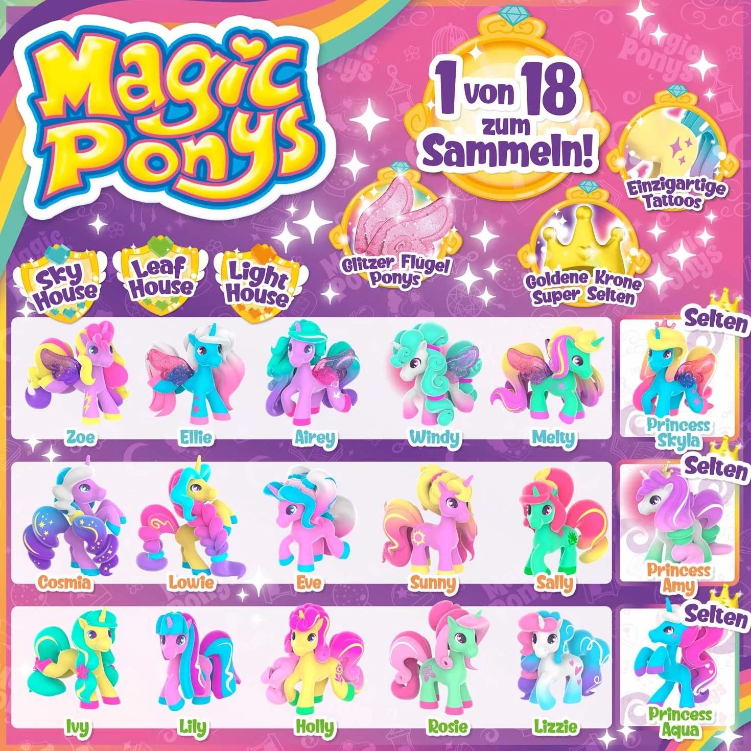 CRAZE Magic PONYS - przepiękne kucyki, zabawka do kolekcjonowania, 18 różnych figurek do kolekcjonowania, opakowanie zawiera 1 - prezent dla dziewczynki z koniami
