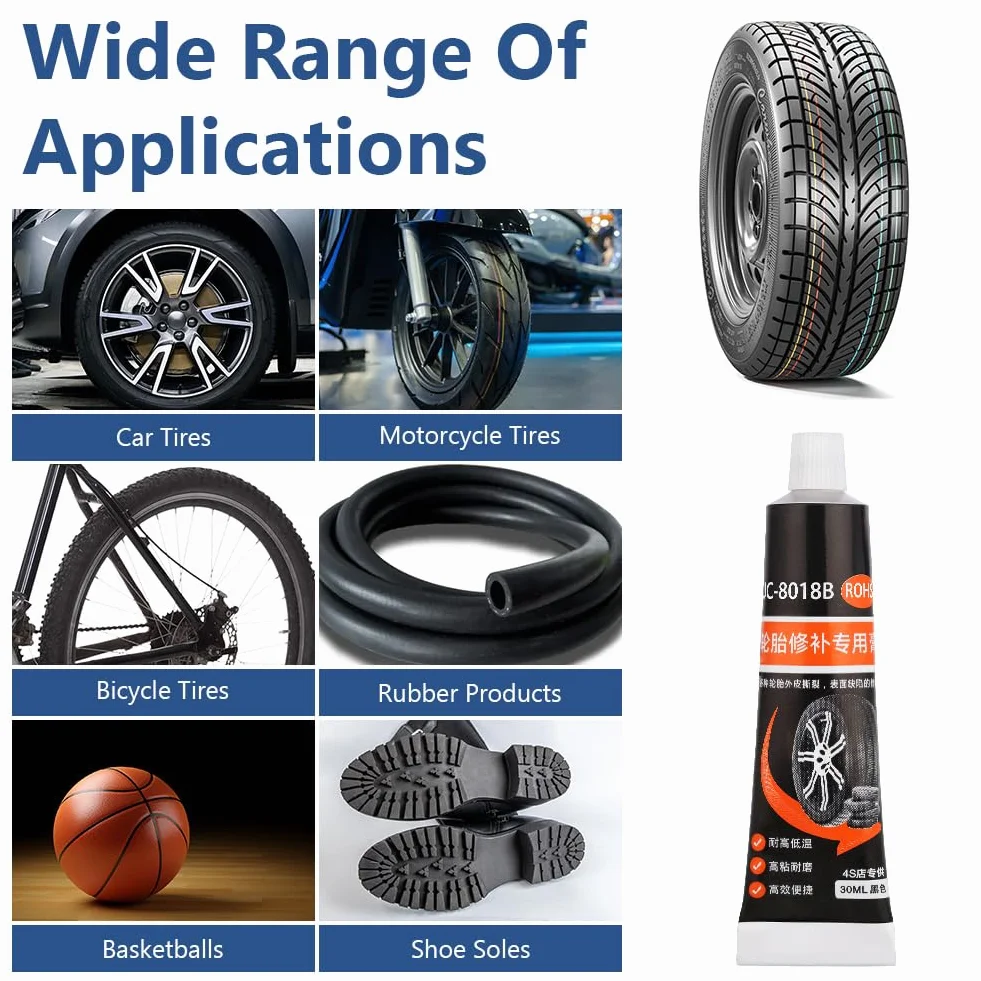 Flintronic Klej do naprawy opon, 30 ml, odporny na wysoką temperaturę, klej do opon, uszczelniacz opon do samochodu, motocykla, roweru, szybko naprawia pęknięcia i dziury