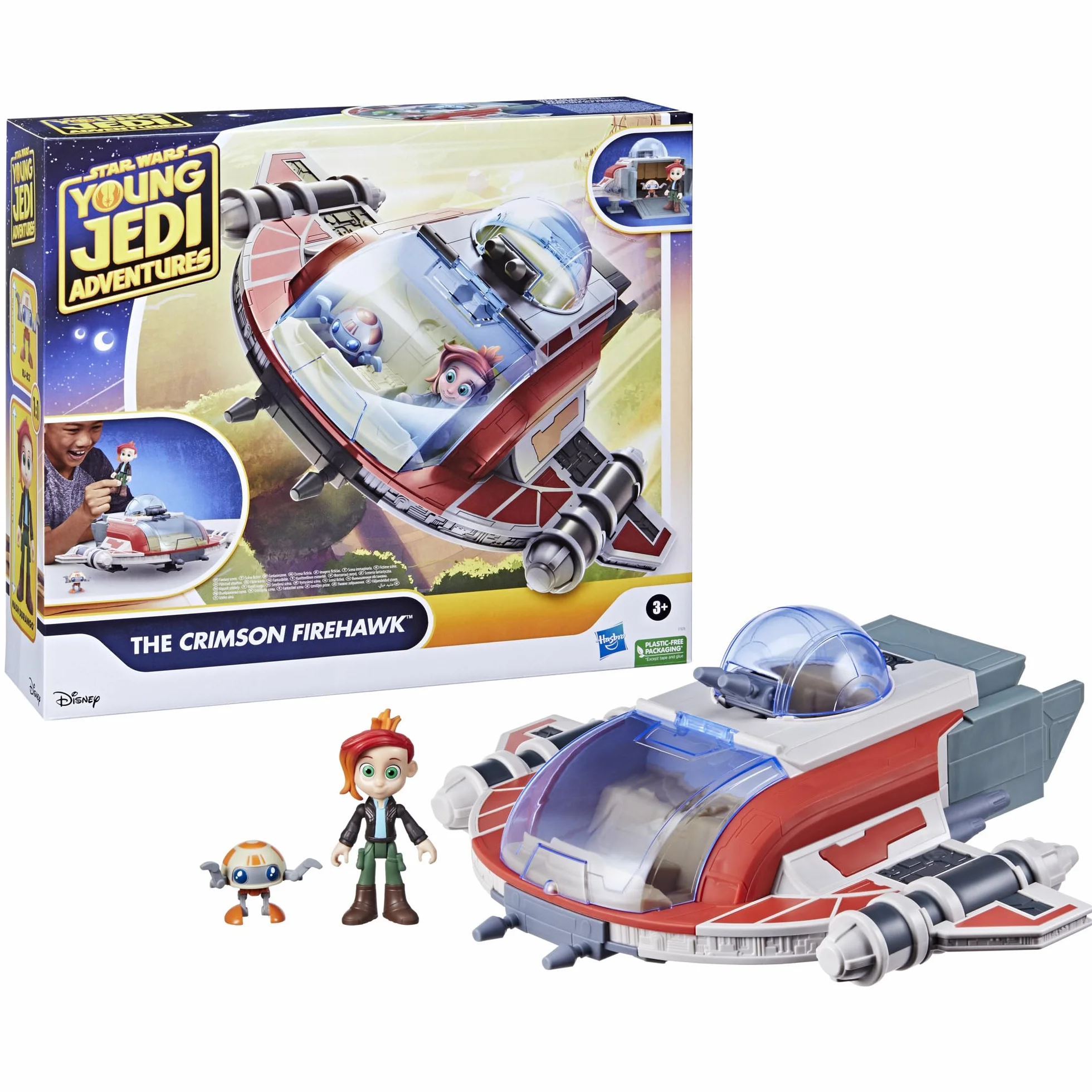 Star Wars Hasbro The Crimson Firehawk statek 43 cm z 2 figurkami, zabawka dla chłopców i dziewcząt