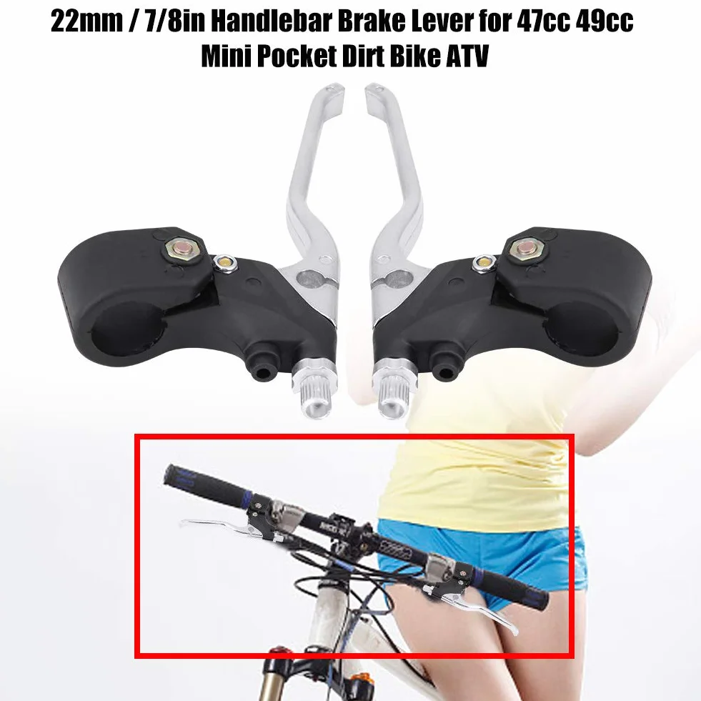 Akozon 2 sztuk 22mm / 7 / 8in uniwersalna dźwignia hamulca na kierownicę do mini kieszonkowy motor terenowy ATV