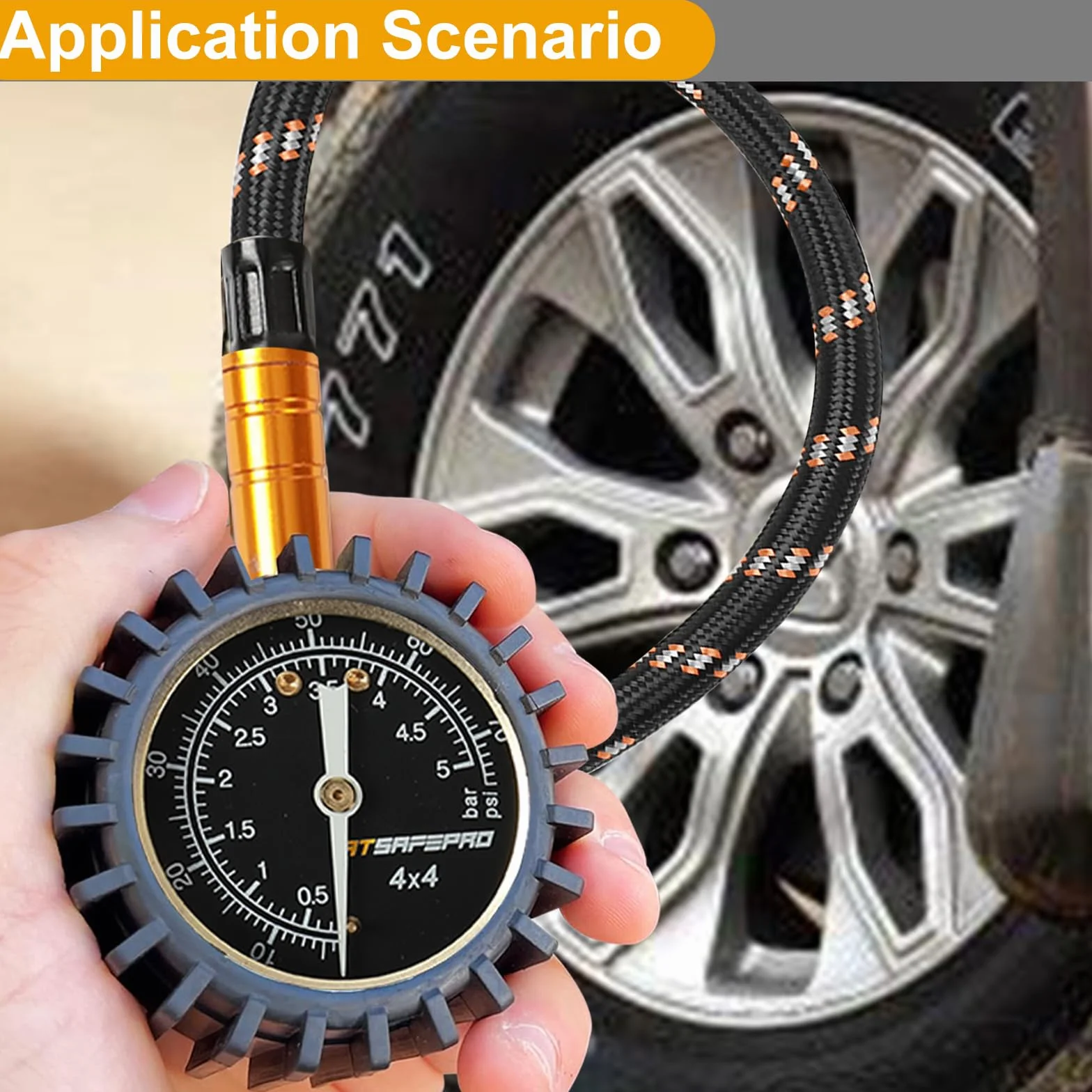 Manometry do opon samochodowych, zestaw do naprawy opon ATsafepro 2 w 1 75Psi ze specjalnym uchwytem do dużych opon terenowych 4X4