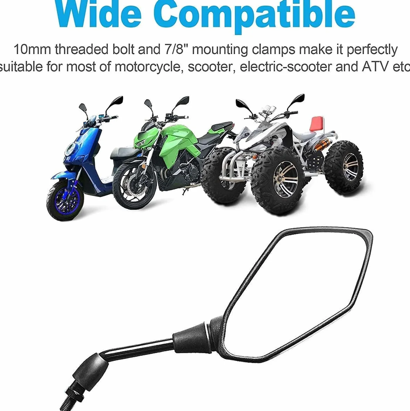 Uniwersalne regulowane lusterko wsteczne motocykla wypukłe 10 mm 7/8" czarne