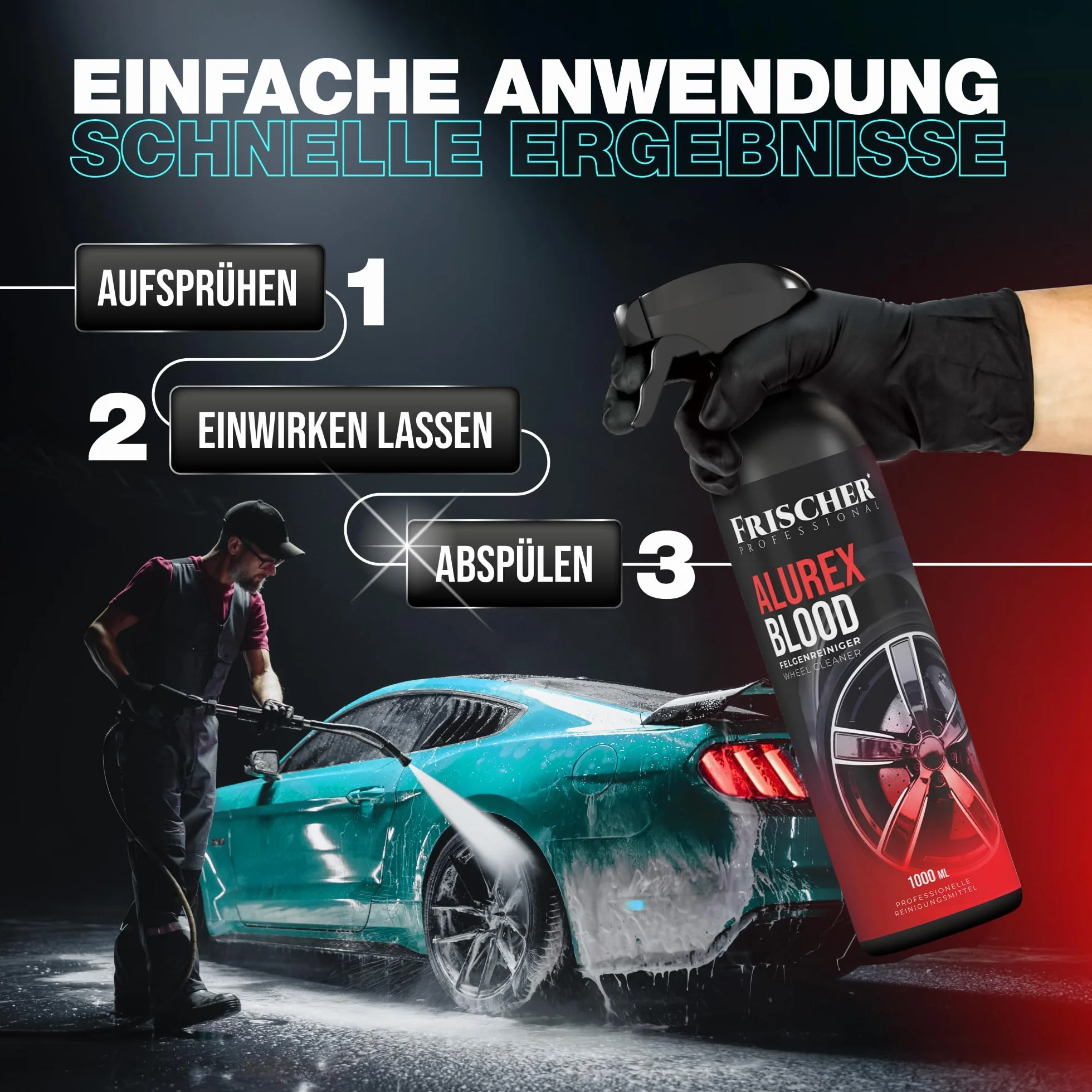 FRISCHER PROFESSIONAL1000 ml środek do czyszczenia felg do wszystkich felg ych ze szczotką do skutecznej pielęgnacji felg sam