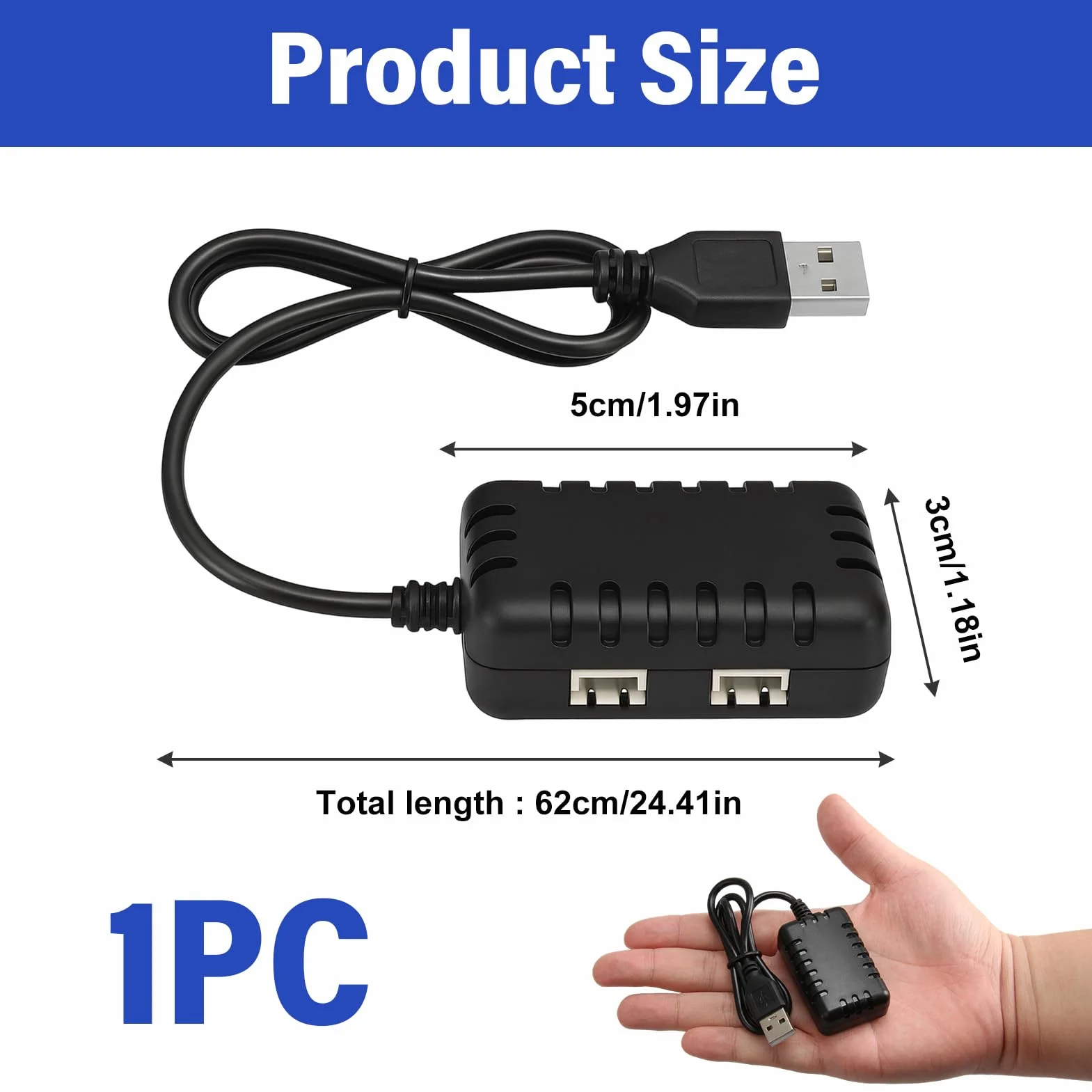 Ładowarka 7,4 V Lipo - z kablem USB do szybkiego ładowania 2 w 1