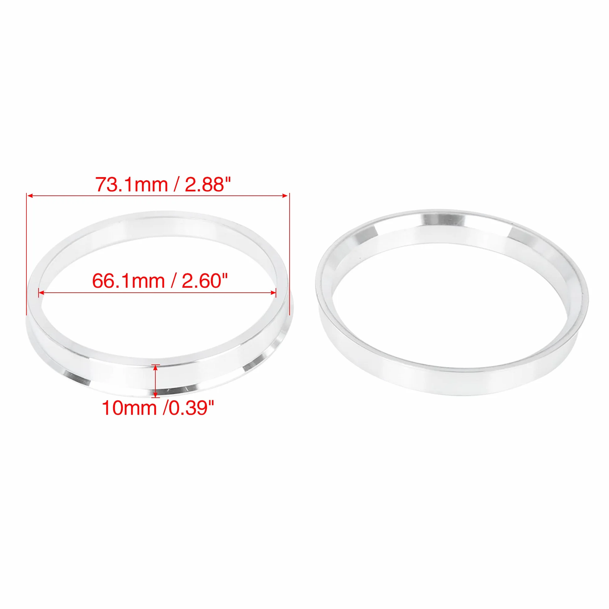 X AUTOHAUX 4 Pierścień centrujący 73.1 do 66,1 mm stop aluminium piasta centralne pierścienie