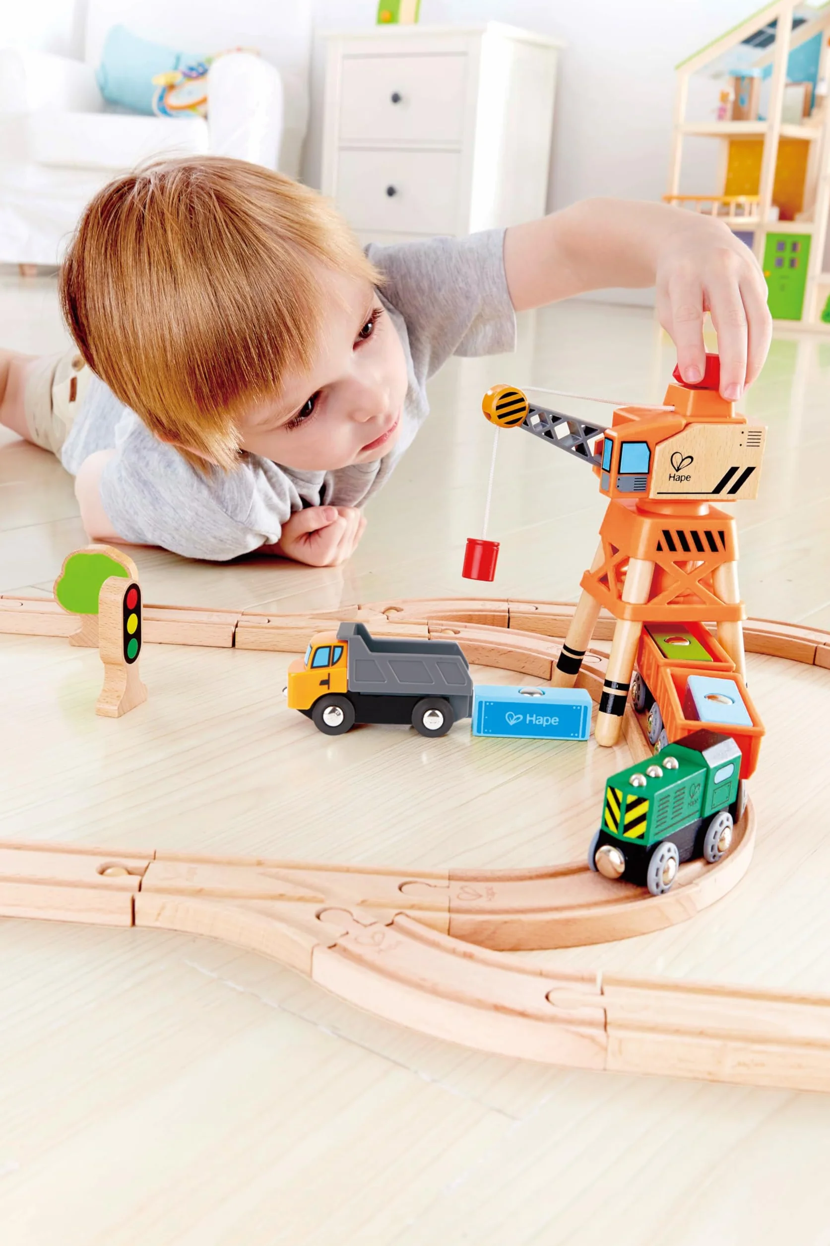 Hape E3715 Large Boom Crane - Wooden Train Track Accessories
