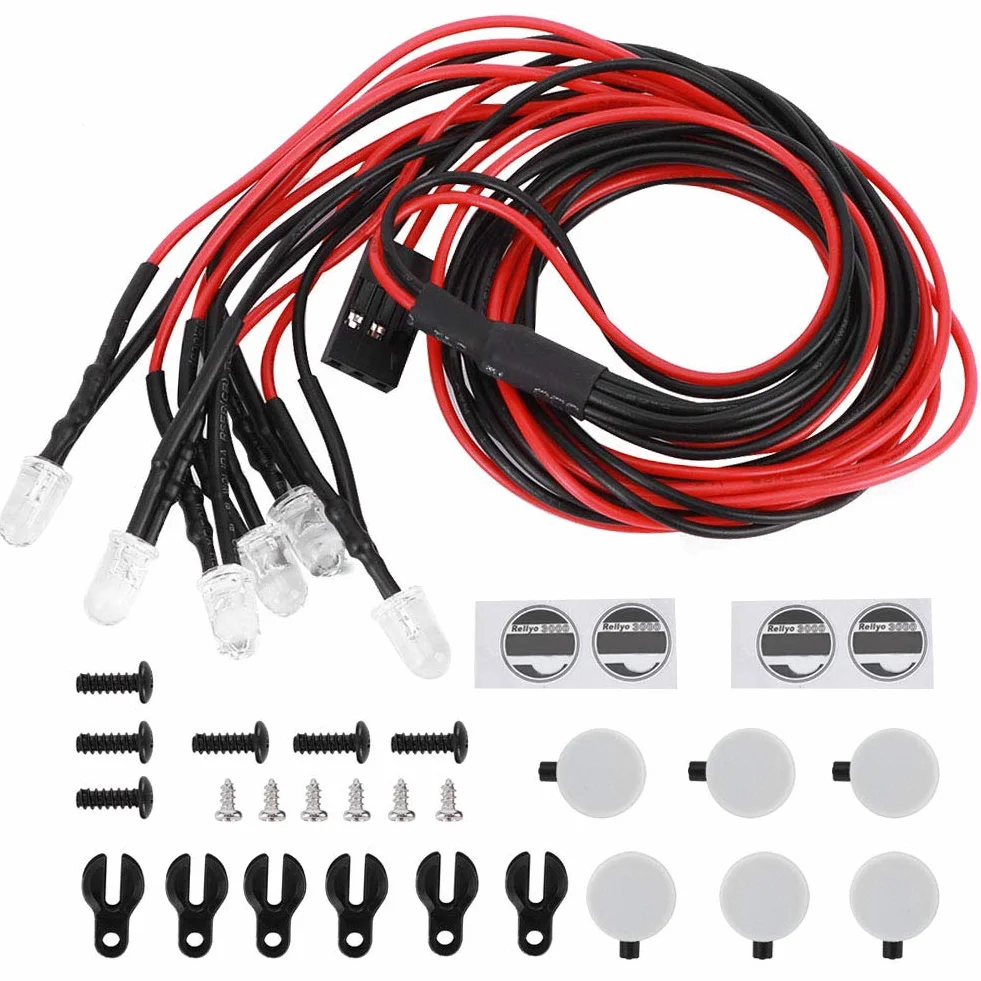 Światła dachowe RC, długowieczne zdalne sterowanie LED Crawler Oświetlenie bagażnika samochodowego RC Okrągły abażur Akcesoria Pasuje do Traxxas Trx4 / SCX10 II 90046 90047 1/10 RC Car (6LED)