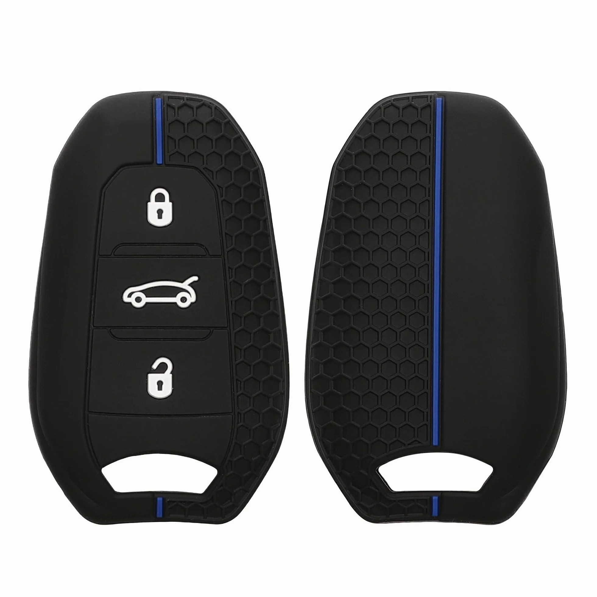 kwmobile Silikonowe etui ochronne na kluczyk samochodowy Peugeot Citroen 3-przyciskowy Keyless Go czarny
