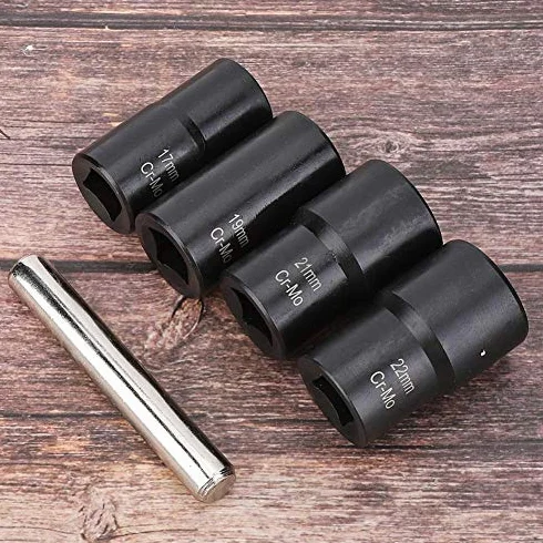 5 Sztuk Zestaw Nasadek Skrętnych 1/2 Cala Napęd Blokowanie Koła śruba z nakrętką Stud Extractor Remover Rozmiar 17mm 19mm 21mm 22mm