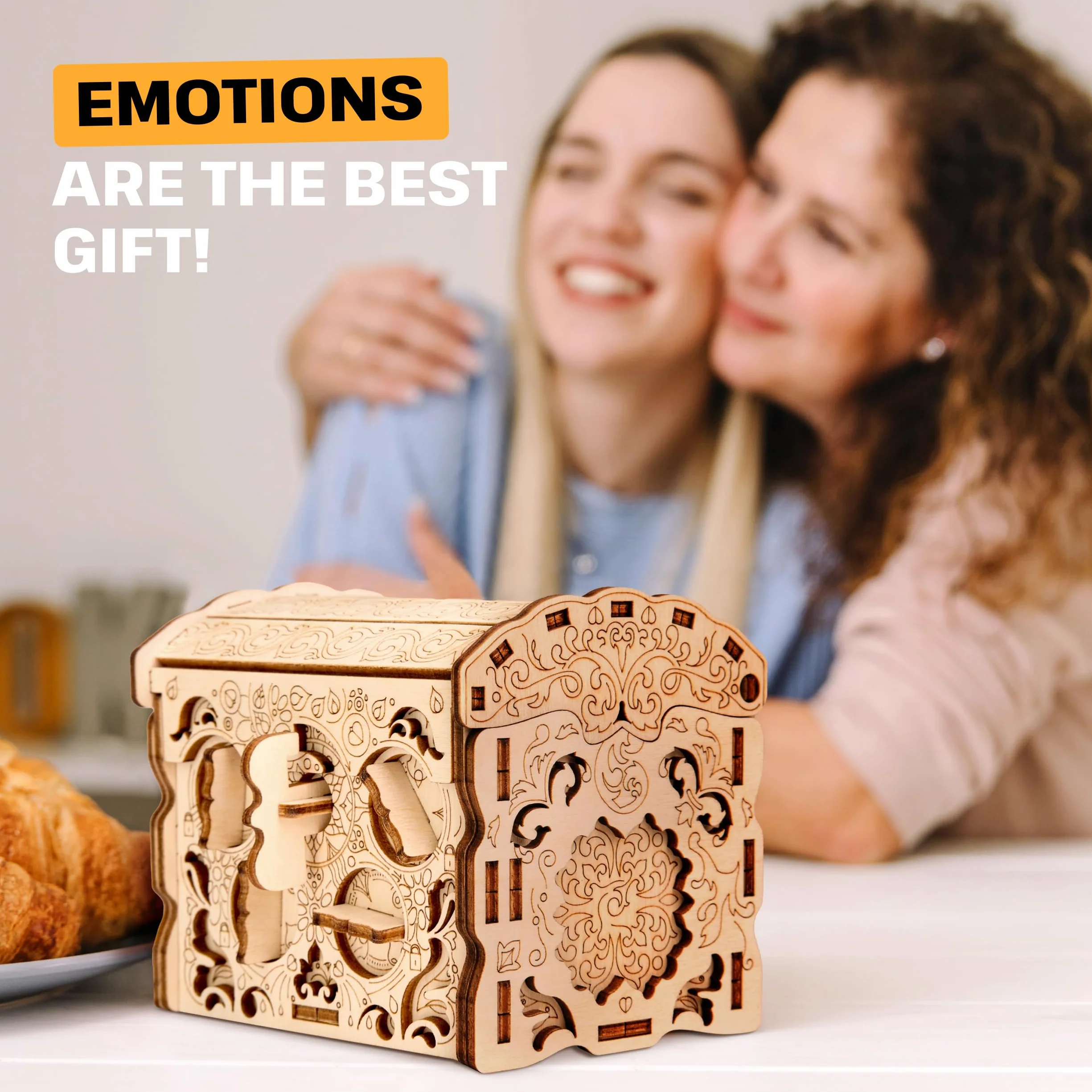 ESC WELT Wooden Secret Treasure Box Puzzle z drewna - kreatywne pudełko prezentowe na pieniądze, bony, karty podarunkowe - drewniane pudełko 3D - pudełko prezentowe dla młodzieży i dorosłych -