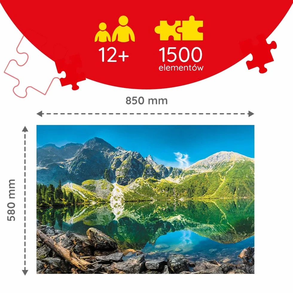 Trefl Jezioro Morskie Oko, Tatry, Polska Puzzle 1500 Elementów o Wysokiej Jakości Nadruku dla Dorosłych i Dzieci od 12 lat