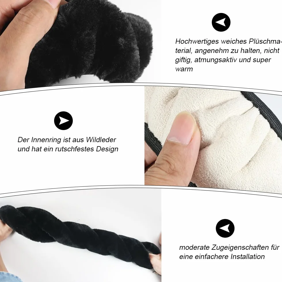 Pokrowiec na kierownicę samochodu zimowy sztuczna wełna uniwersalny 36-39 cm czarny