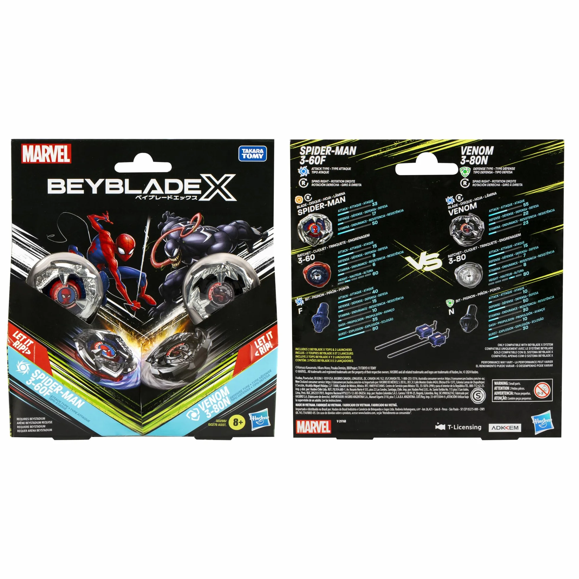 Wielopak Beyblade X Marvel Collab Spider-Man 3-60F kontra Venom 3-80N