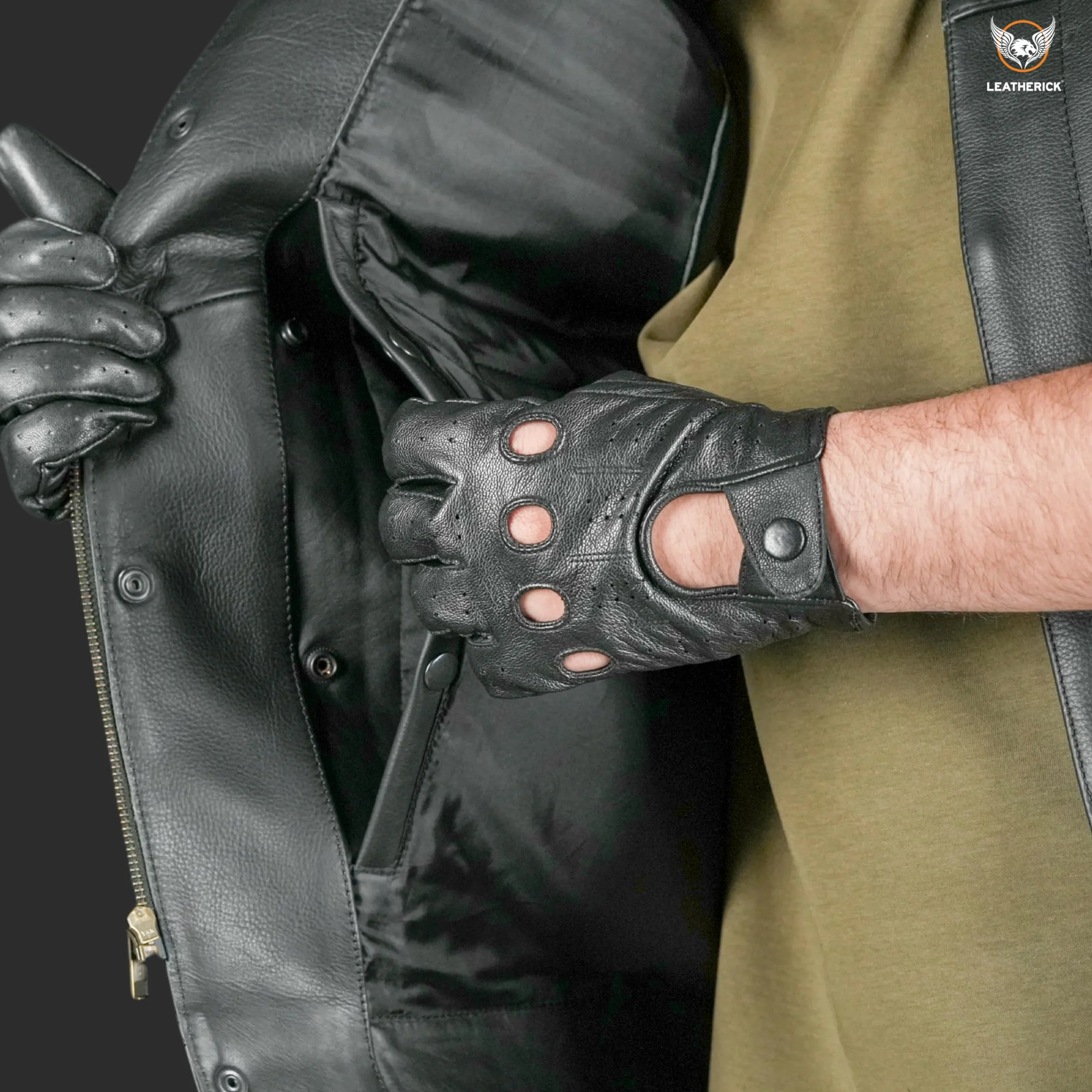 Leatherick Męskie czarne kamizelki motocyklowe SOA Club Paisley Satin Liner Skórzane