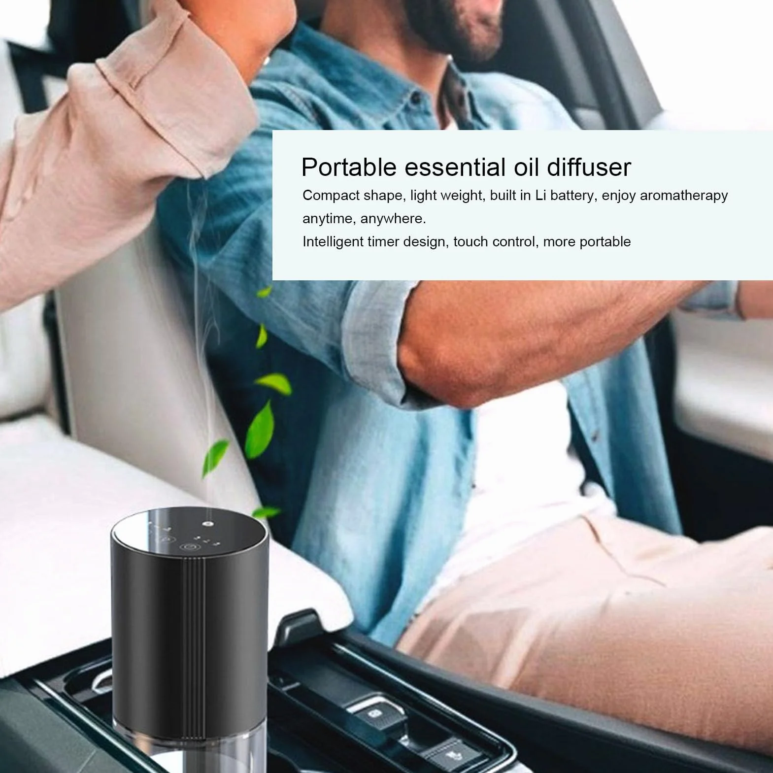 Dyfuzor olejków eterycznych 100 ml z lampką nocną, 3 ustawienia, sterowanie dotykowe do samochodu