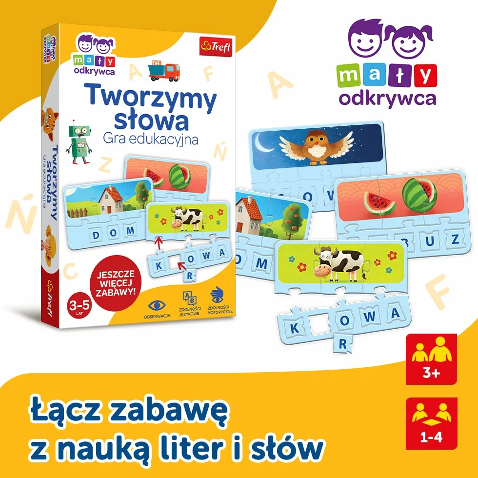 Trefl Tworzymy Słowa – Mały Odkrywca Gra Edukacyjna dla Dzieci w Wieku 3-5 Lat
