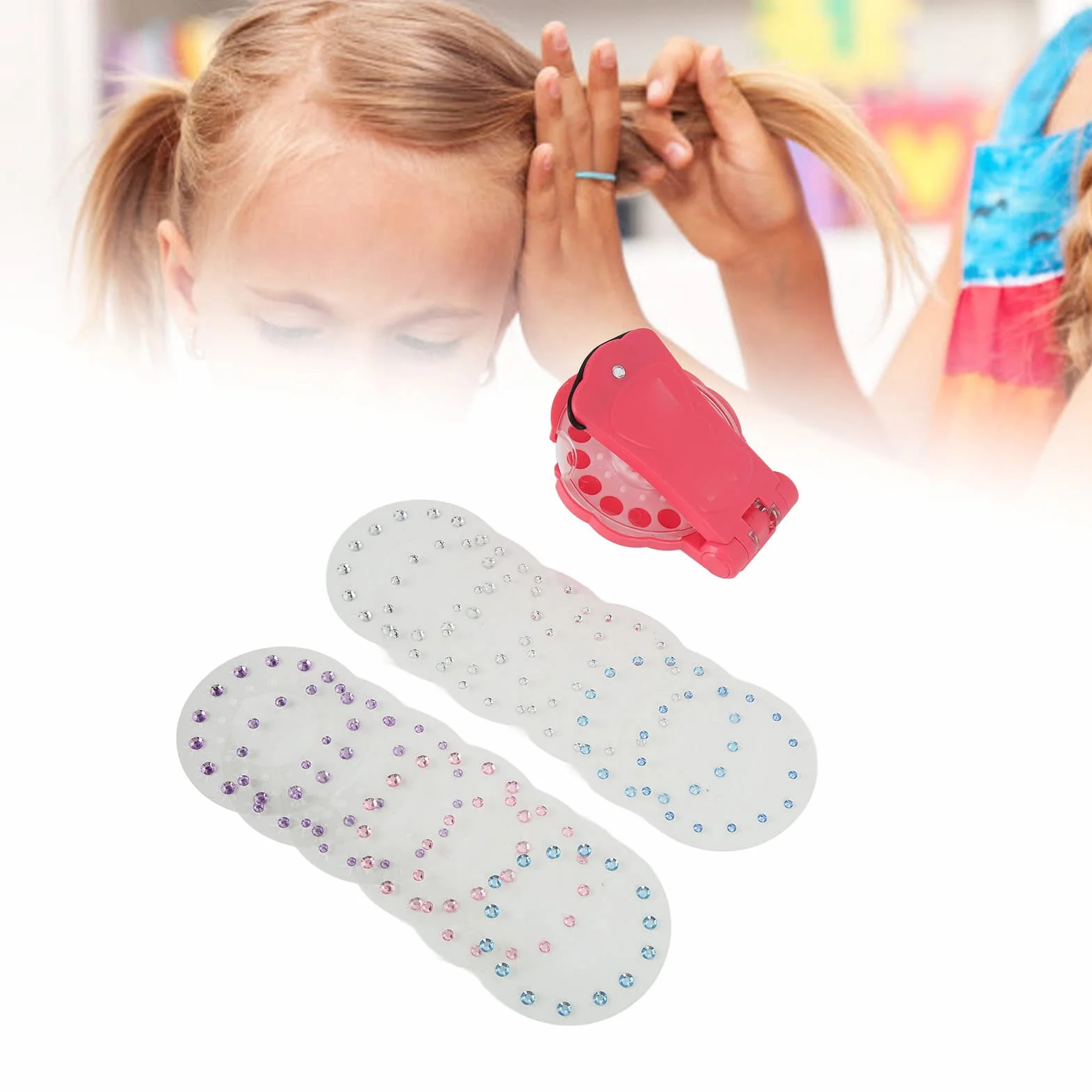 Zestaw Bedazzler do Włosów z Dżetów, Narzędzie do Stylizacji Włosów Bling, Kolekcja Radiance Glam Collection Hair Bling Gems dla Dziewczynek, Dostępne Są 12 Arkuszy Rhinestone