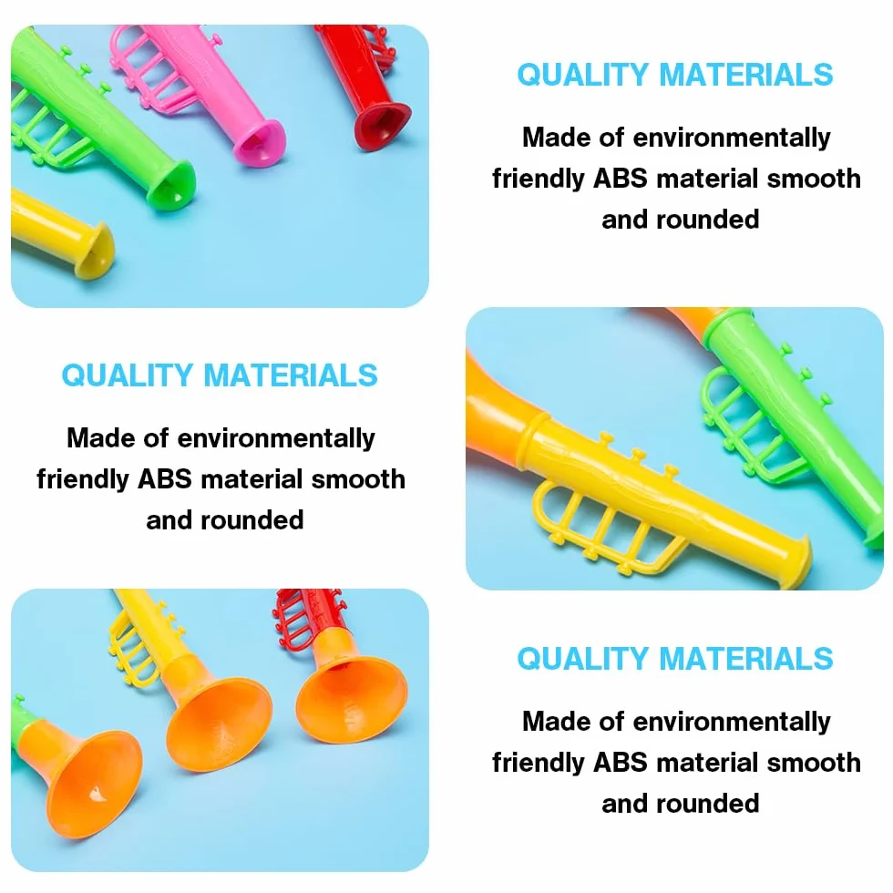 25 sztuk trąbki plastikowe trąbki zabawki dla dzieci puvuzela przenośna trąbka zabawka instrumenty muzyczne dla dzieci mini trąbka producenci hałasu, trąbka dla dzieci, kolorowa, 10 x 3,8 cm