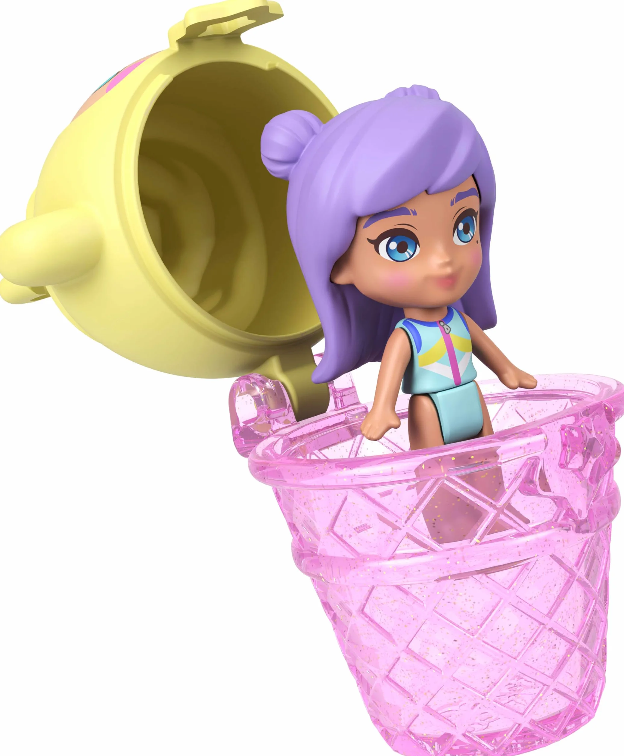 Polly Pocket Ananasowa małpka Zestaw kompaktowy, 1 mikrolalka, figurka zwierzątka, hamak i inne akcesoria, owocowy motyw, zabawka dla dzieci 4+, JKC49