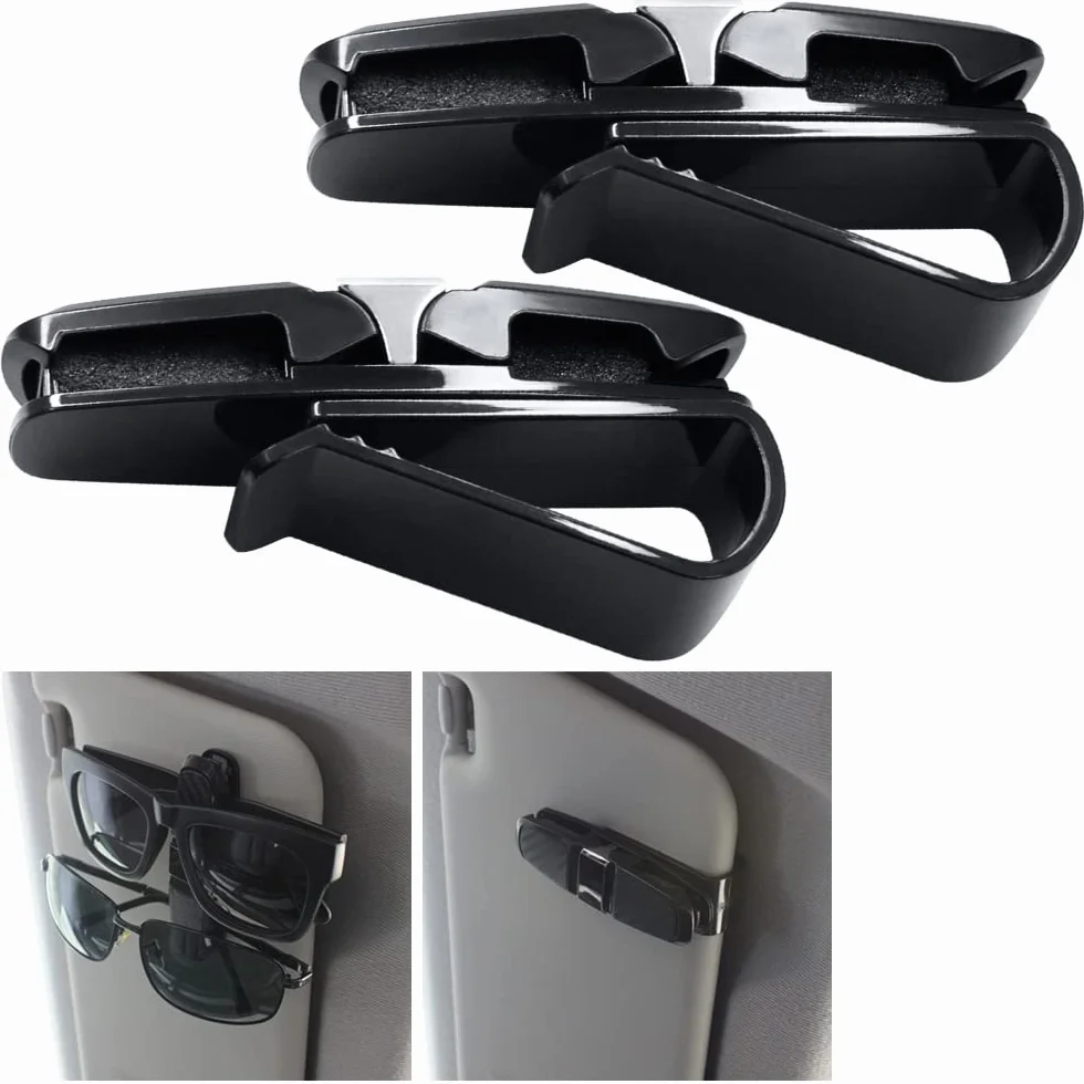Finegood FG-glasses_holder_2 Uchwyt na Okulary do Samochodu, Czarny, 2 sztuki
