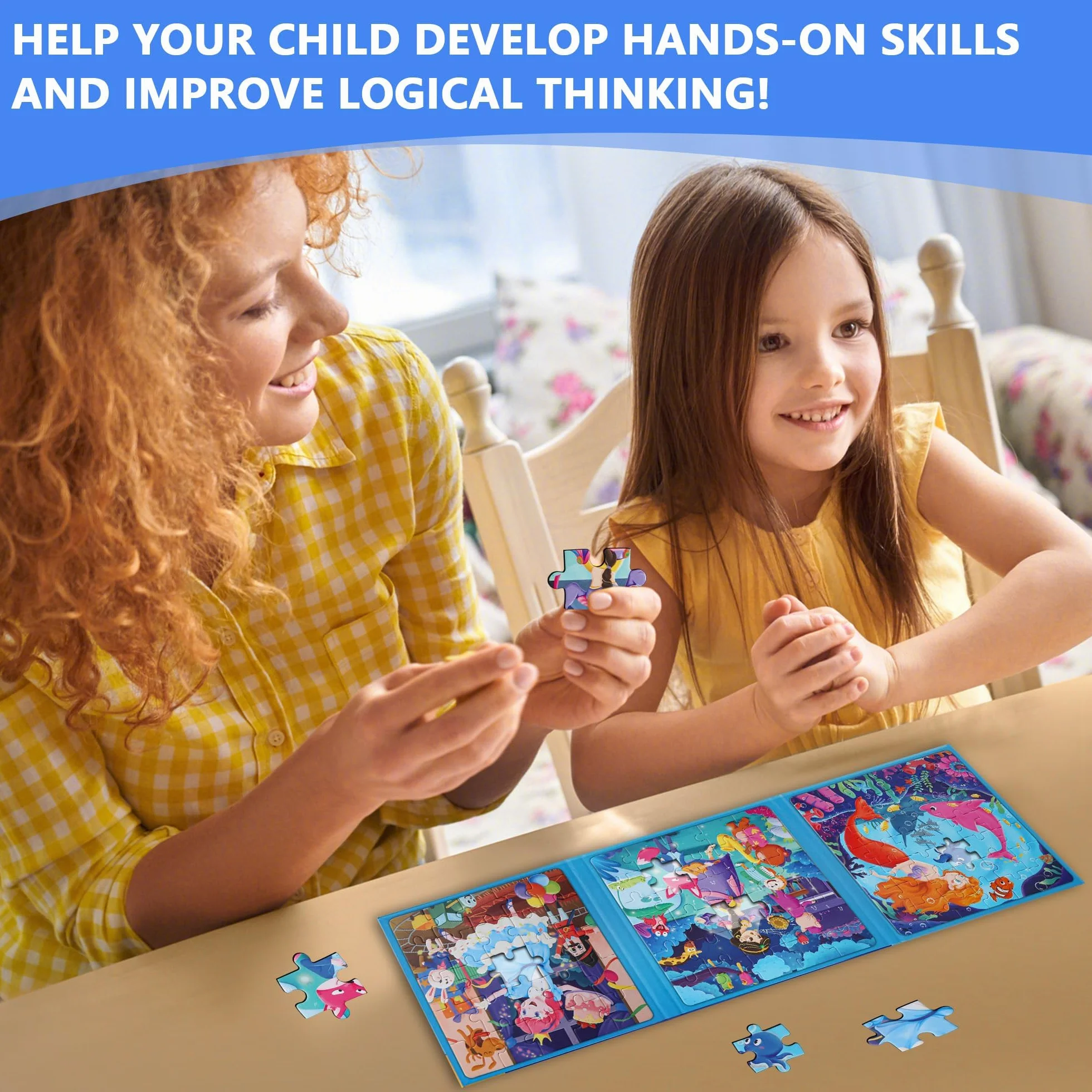 Puzzle dla dzieci, magnetyczne puzzle, bajkowe puzzle dla dzieci, gry podróżne, dla dzieci od 3 lat, zabawka edukacyjna, 97 elementów, magnetyczne puzzle do podróży, dla dzieci, prezent i gry dla