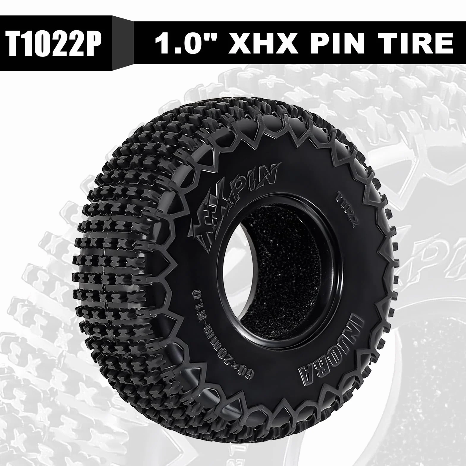 INJORA Opony 1.0 -S5 60 * 20 mm XHX Pin Opona do 1/18 1/24 RC Crawler SCX24 FCX24
