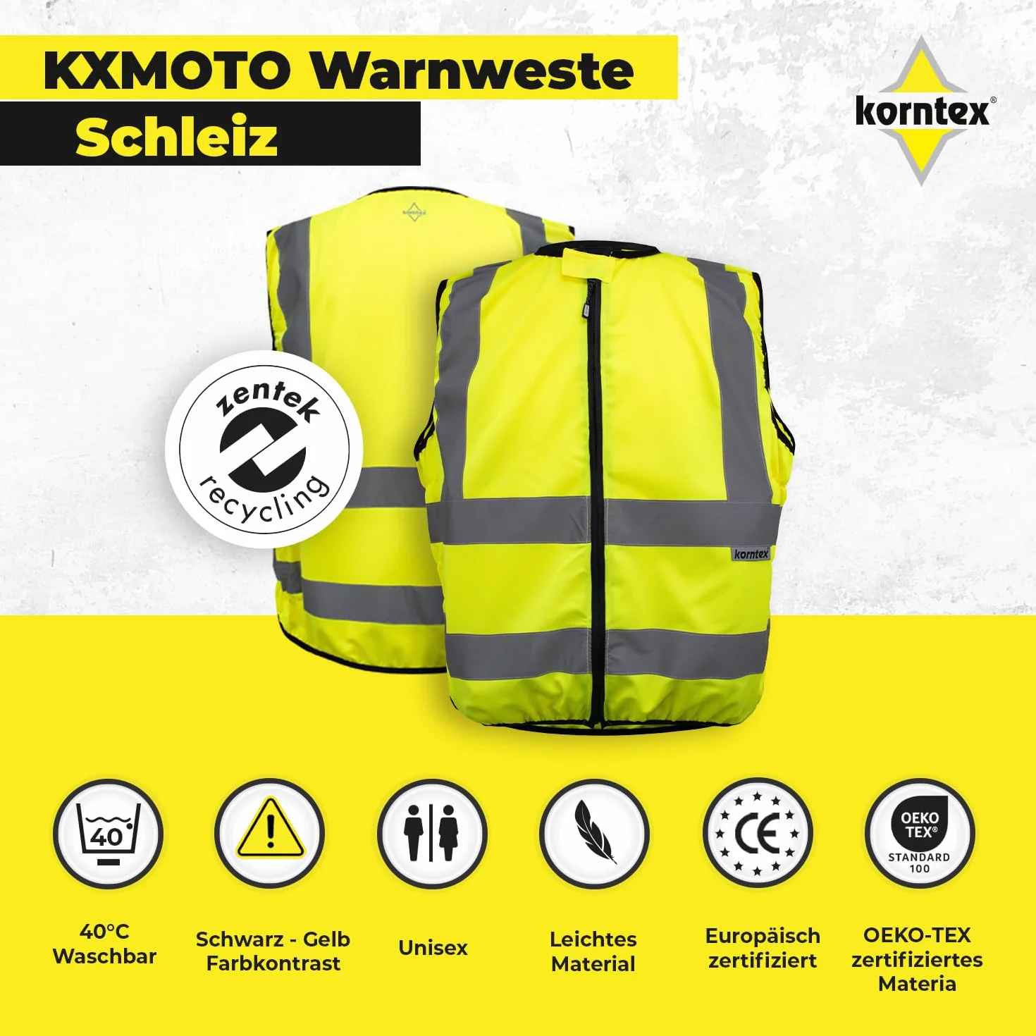 Korntex Hi-Vis Kamizelka motocyklowa sygnałowa żółta L